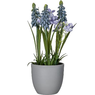 Kunstpflanze Blütentöpfchen Blau-Grau Kunstpflanze Blütentöpfchen Blau-Grau