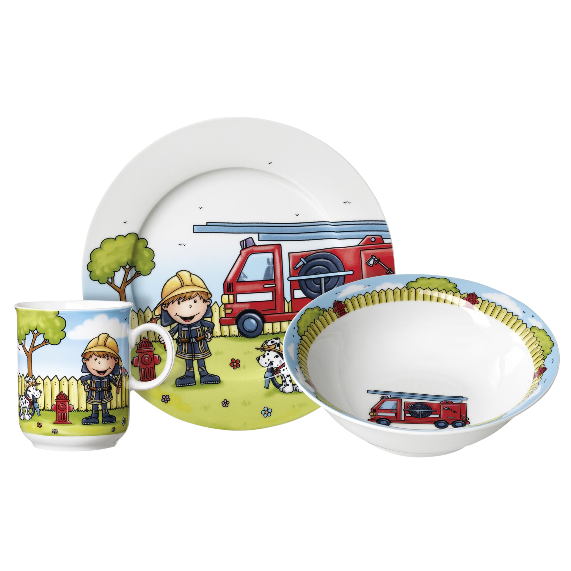 Geschirr-Set Feuerwehrmann Bernie 3-teilig Mehrfarbig Geschirr-Set Feuerwehrmann Bernie 3-teilig Mehrfarbig