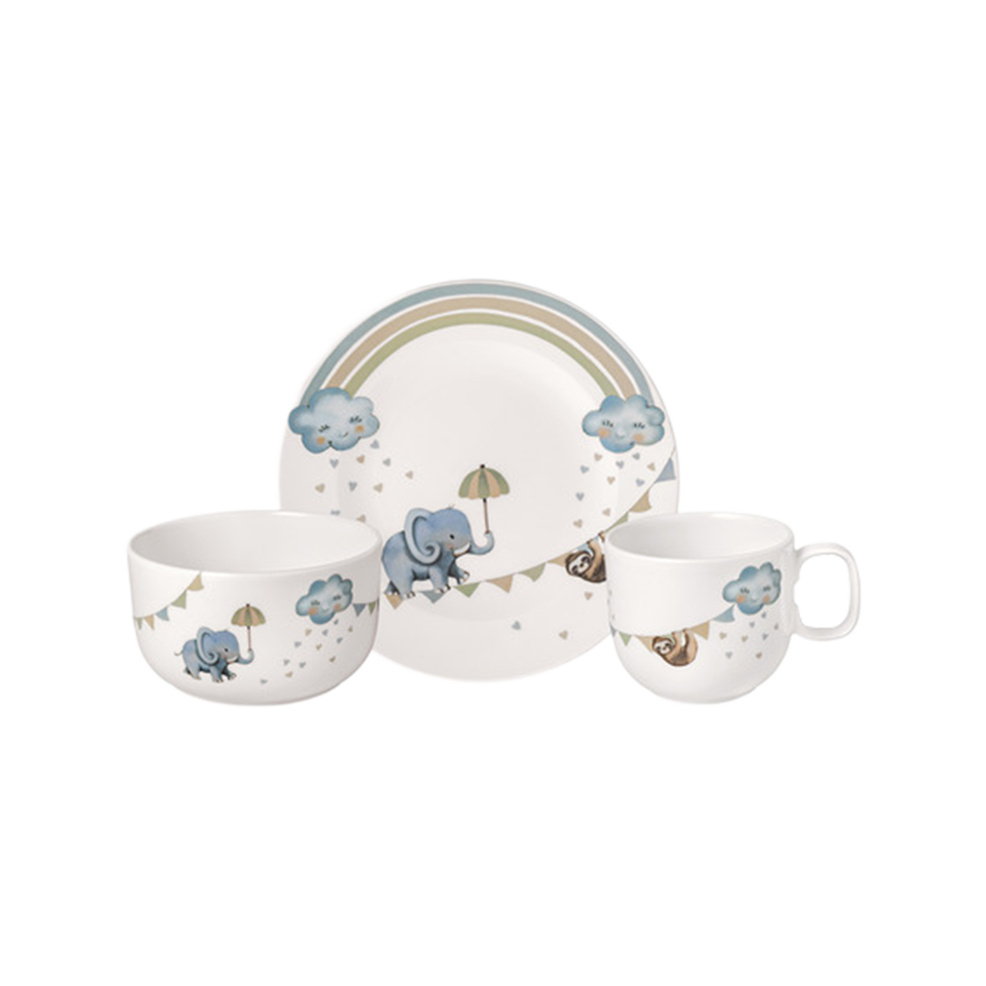 Kindergeschirr Walk 3-teilig Weiß-Bunt Kindergeschirr Walk 3-teilig Weiß-Bunt