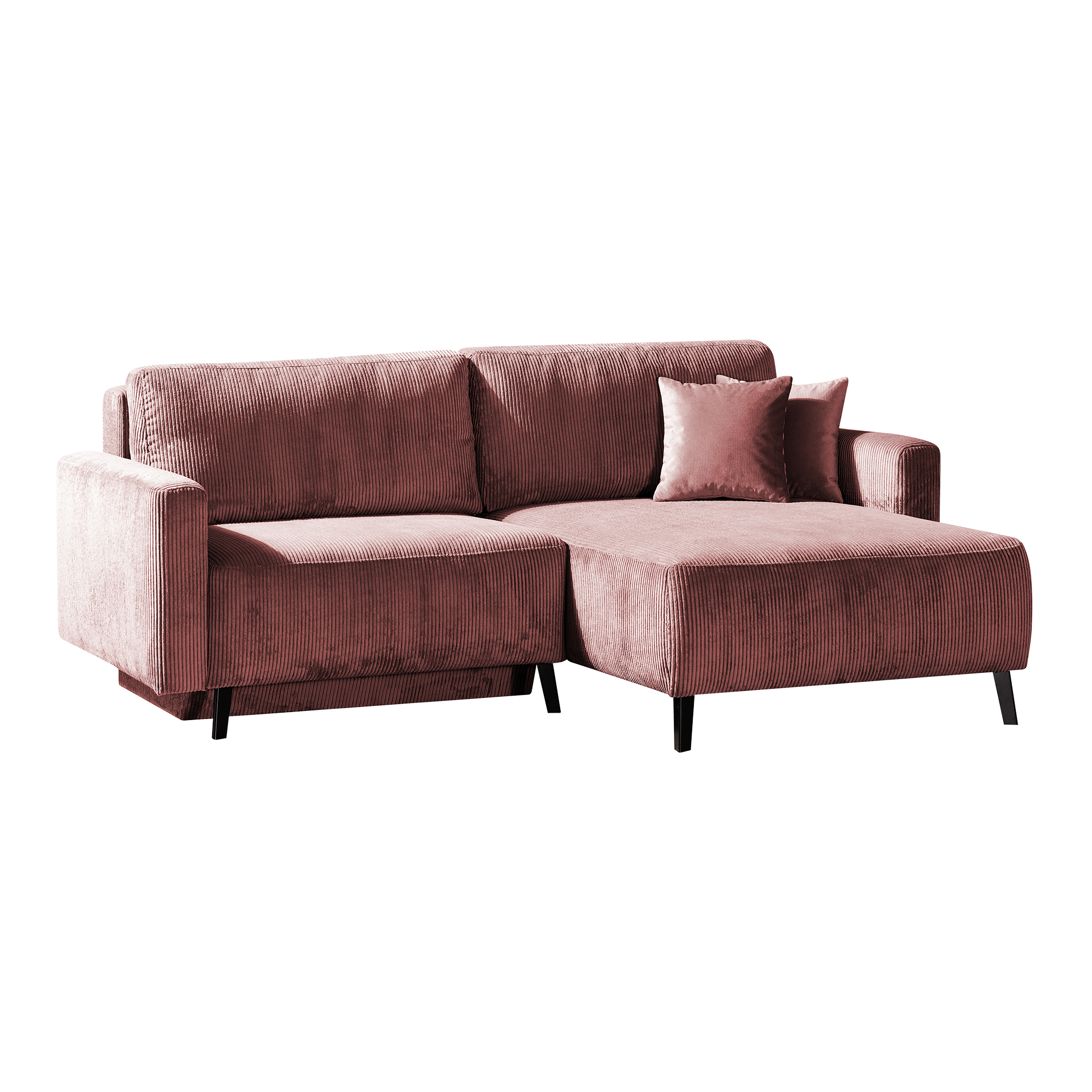Inovationi Ecksofa Hakoon Bezug Rosé Bettfunktion Bettkasten Sitz ausziehbar Rücken klappbar