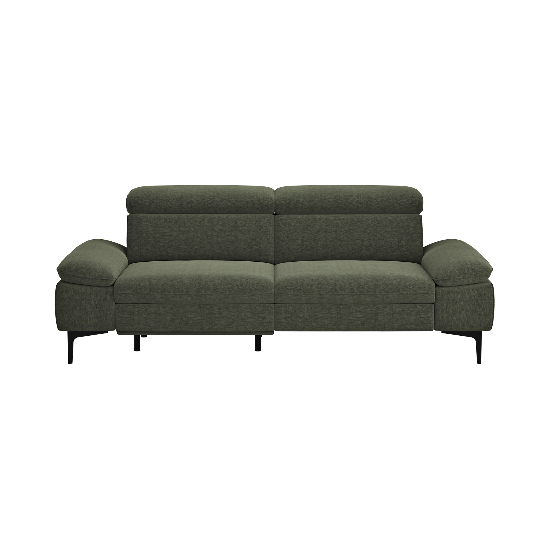 Global wohnen Sofa 3-Sitzer Felipa Forest Dunkelgrün Rücken echt, Kopfteilverstellung, Relaxfunktion motorisch