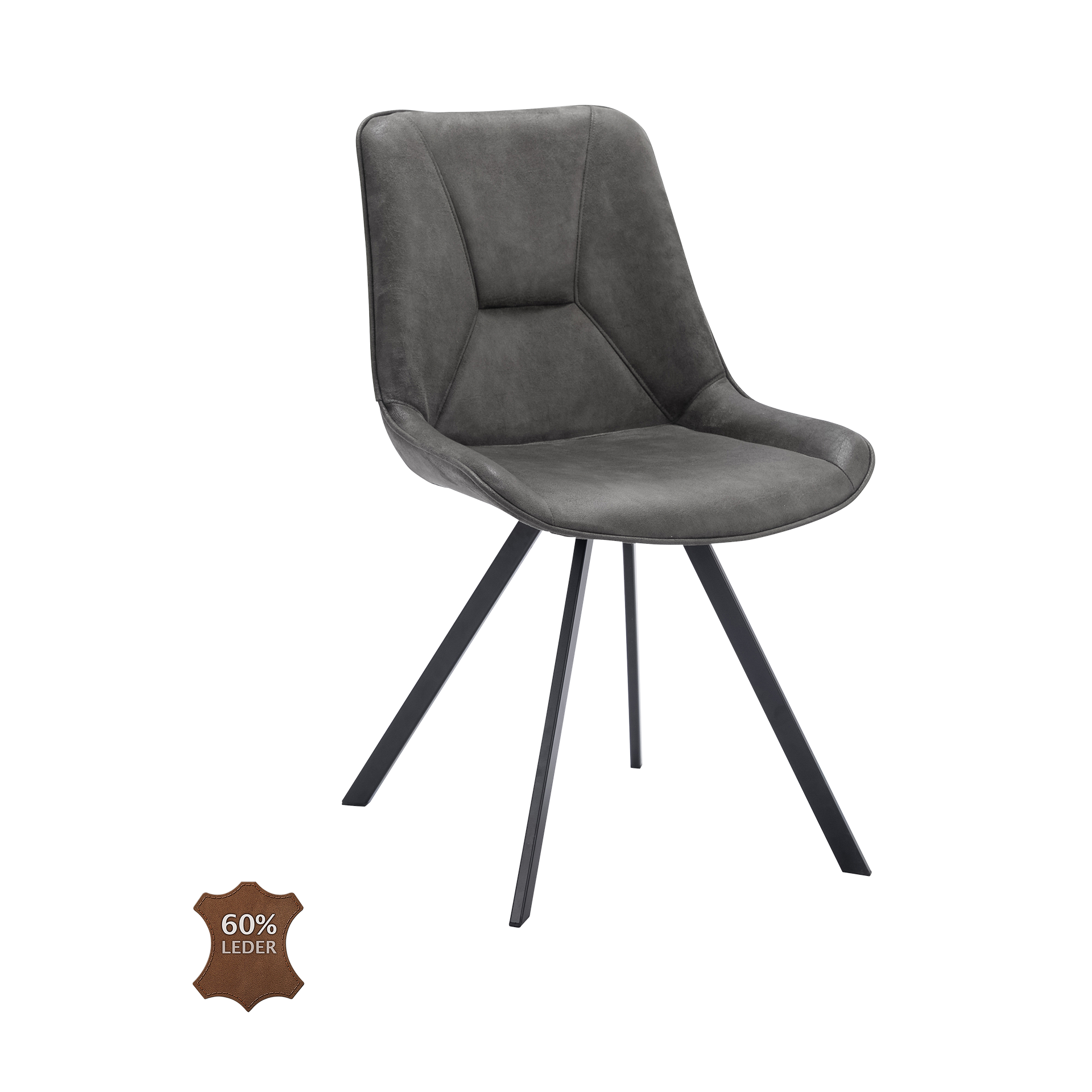 Natura Stuhl Wesley Bezug Stoff Bull Graphite Gestell Metall Schwarz pulverbeschichtet