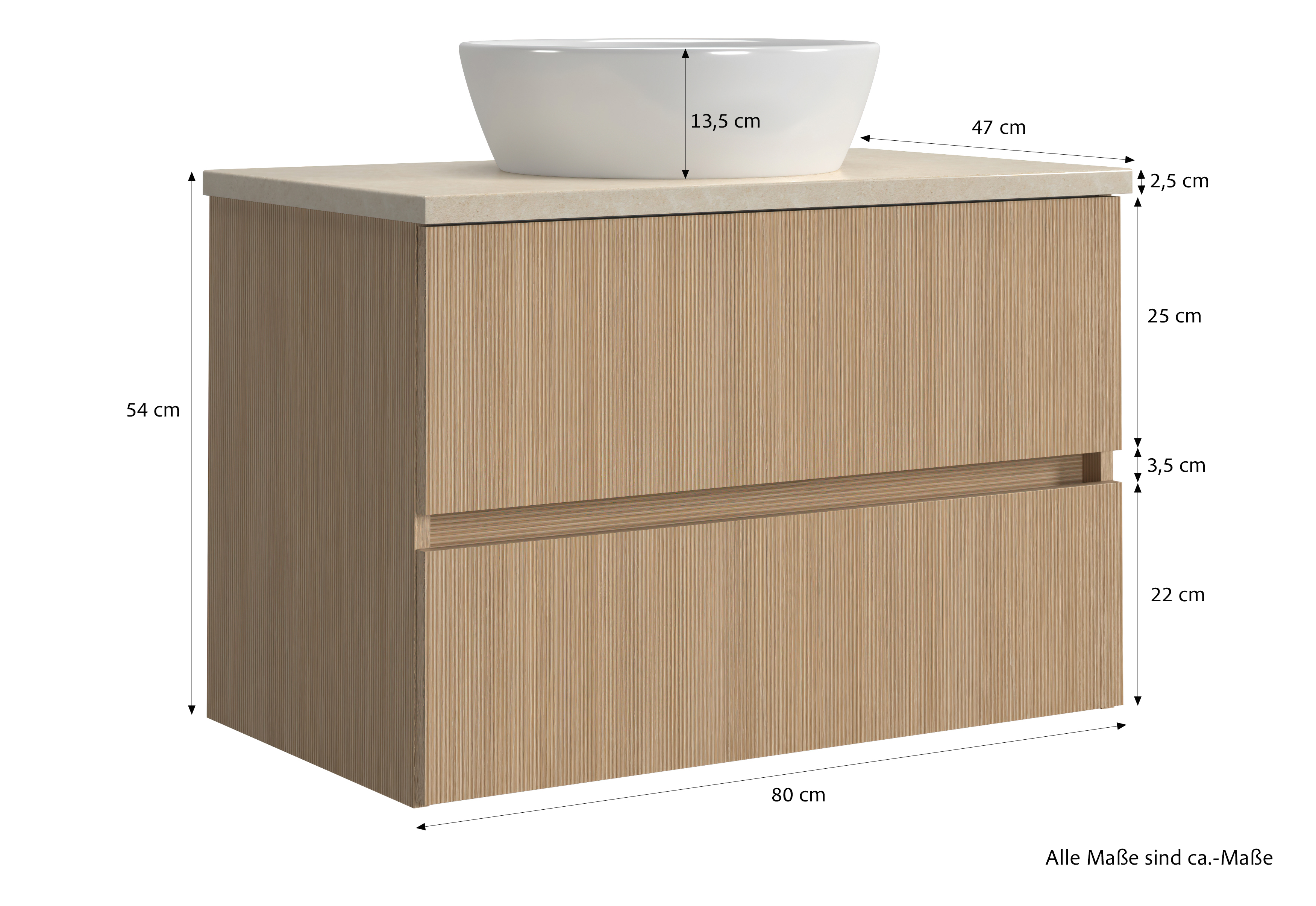Waschtisch-Kombination BELLO Holzfarben 47*80*67.5