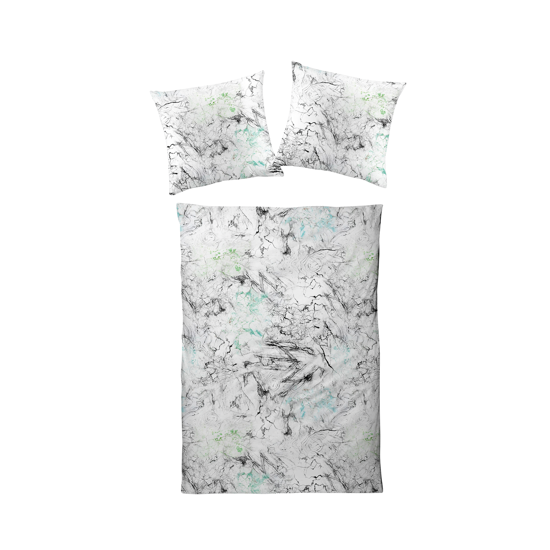 Satin Bettwäsche Marmor Grün 135x200cm