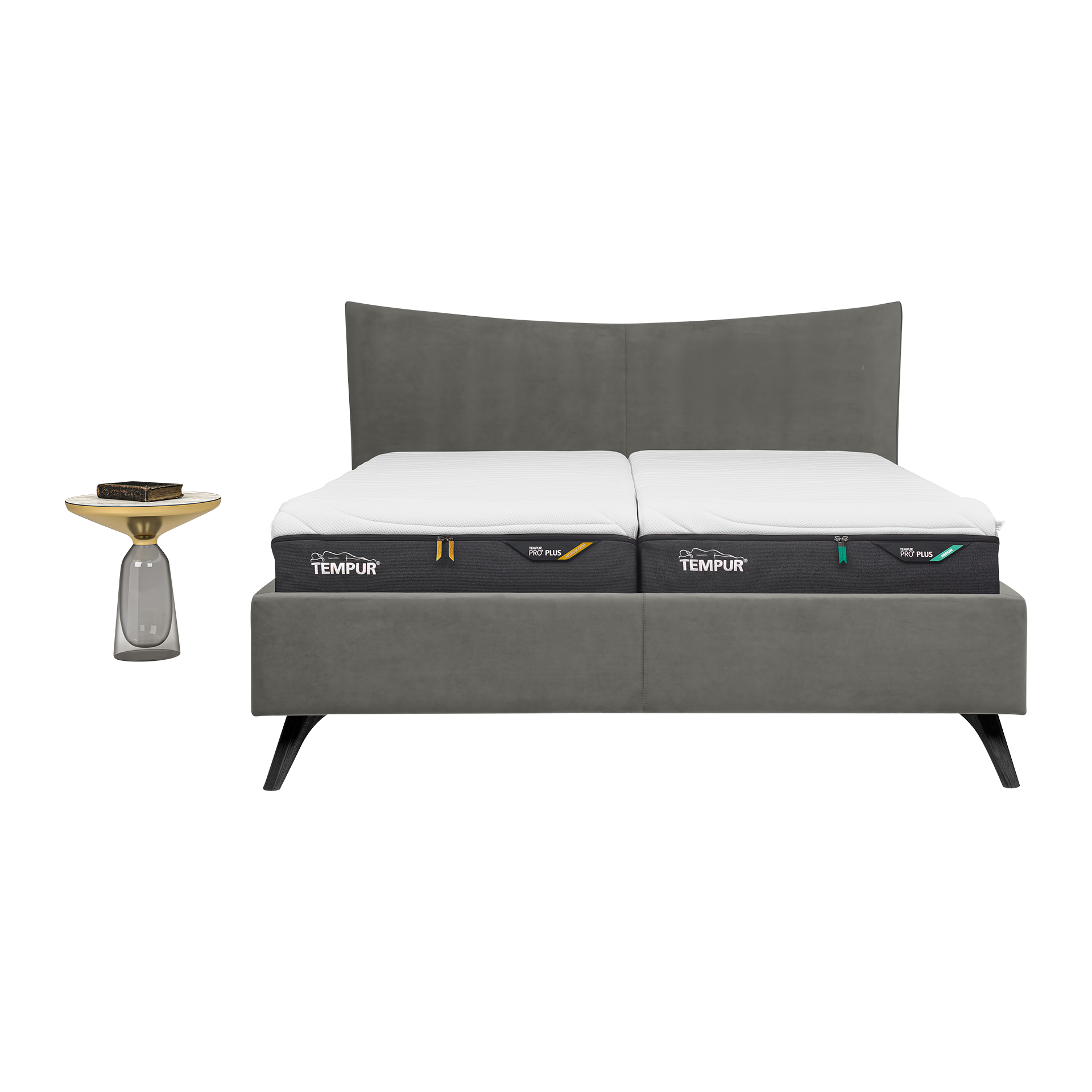 TEMPUR® Polsterbett Design Pure Bezug Granite Grey Nappaleder Anthrazit 180x200 cm