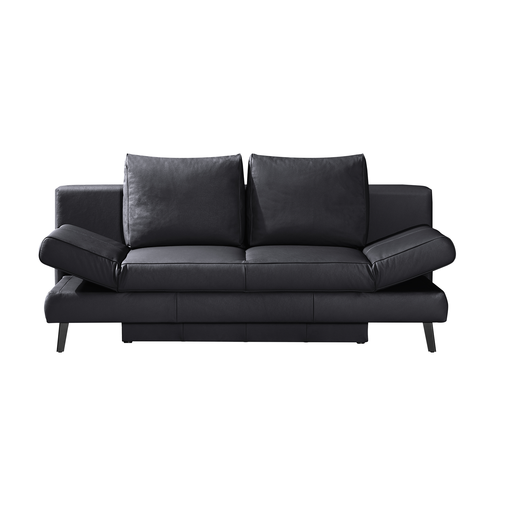 Schlafsofa Leandro Bezug Leder Grau mit Bettkasten und verstellbaren Armlehnen