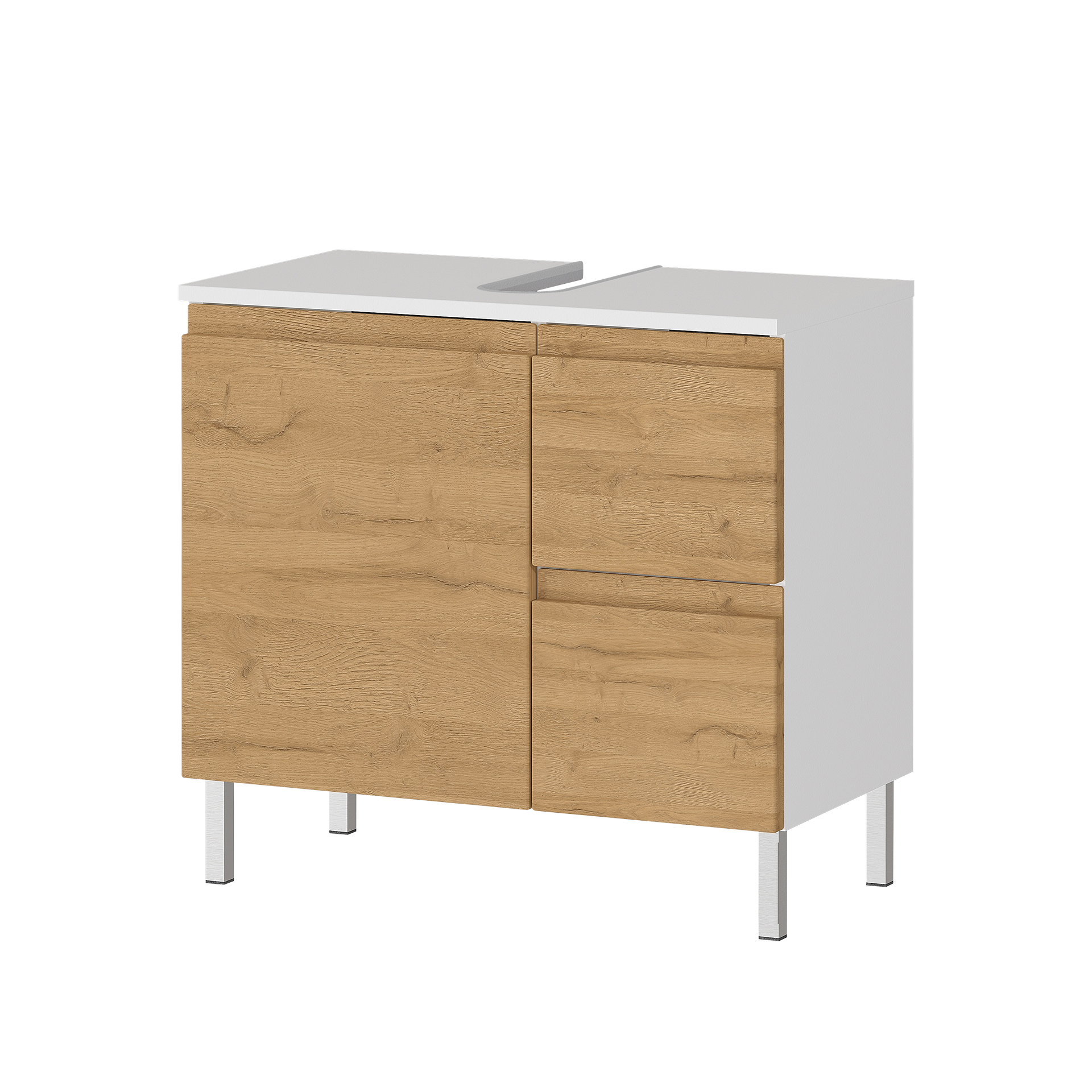 Waschbeckenunterschrank Torrance Front Eichefarben Korpus Weiß 34*60*56 Waschbeckenunterschrank Torrance Front Eichefarben Korpus Weiß 34*60*56