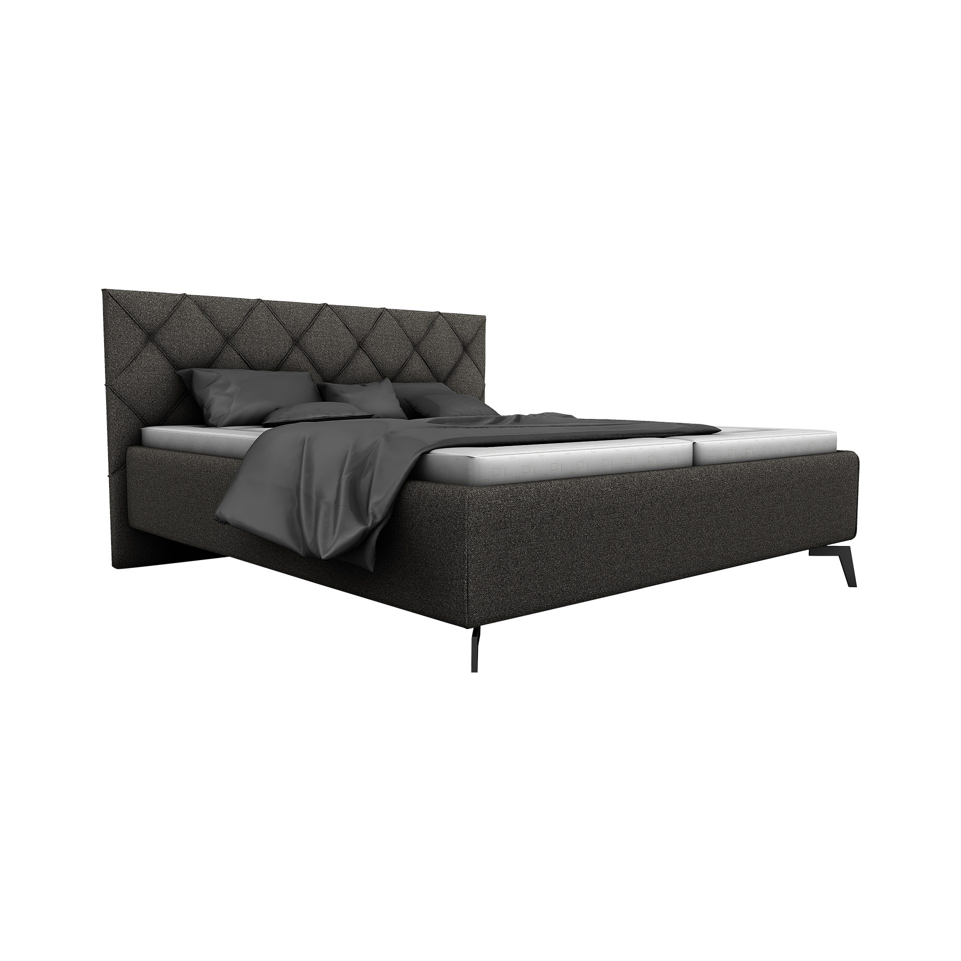 Global wohnen Polsterbett Carmen Bezug Vogue Grau, Fuß Schwarz 180x200 cm