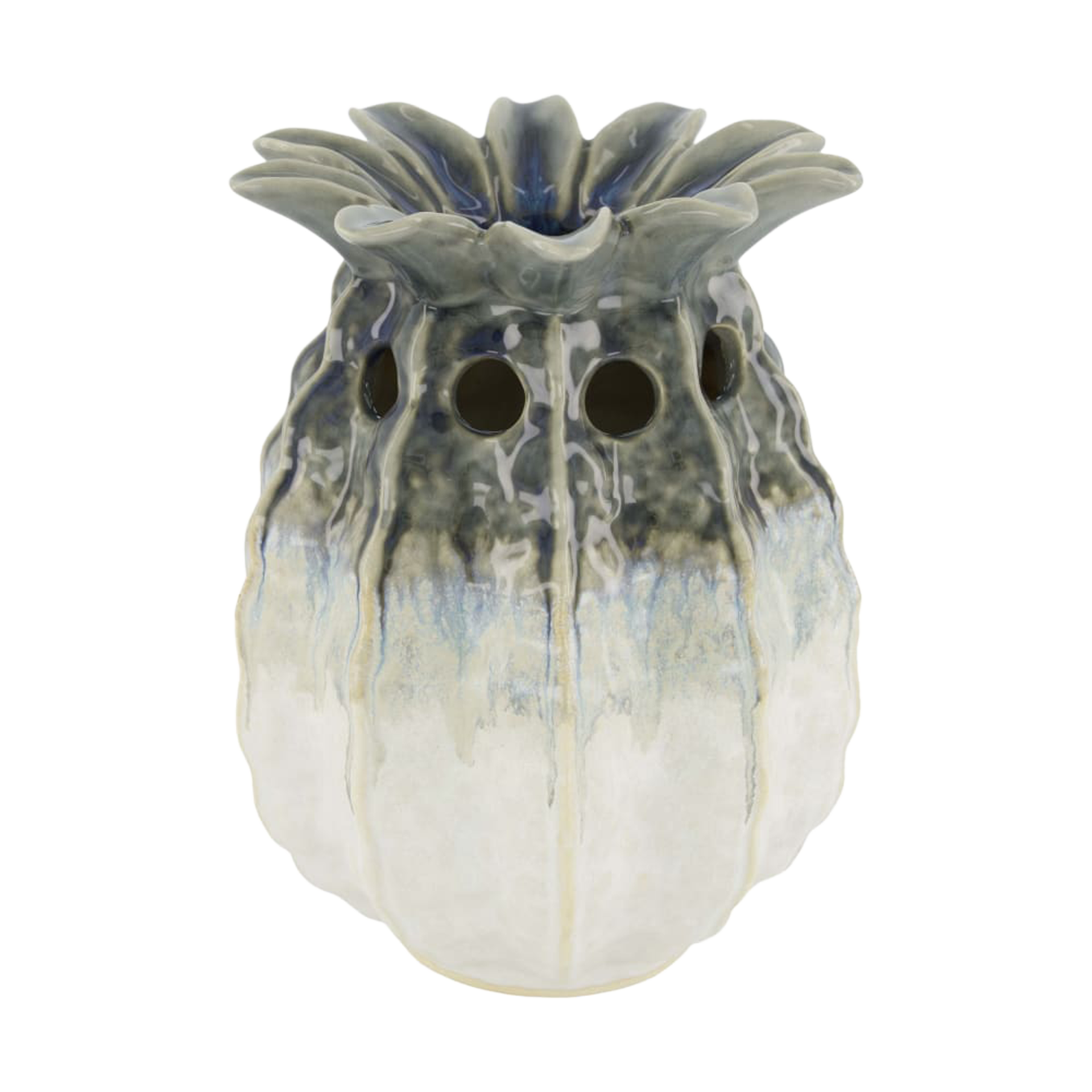 Vase Pineapple Weiß-Grau