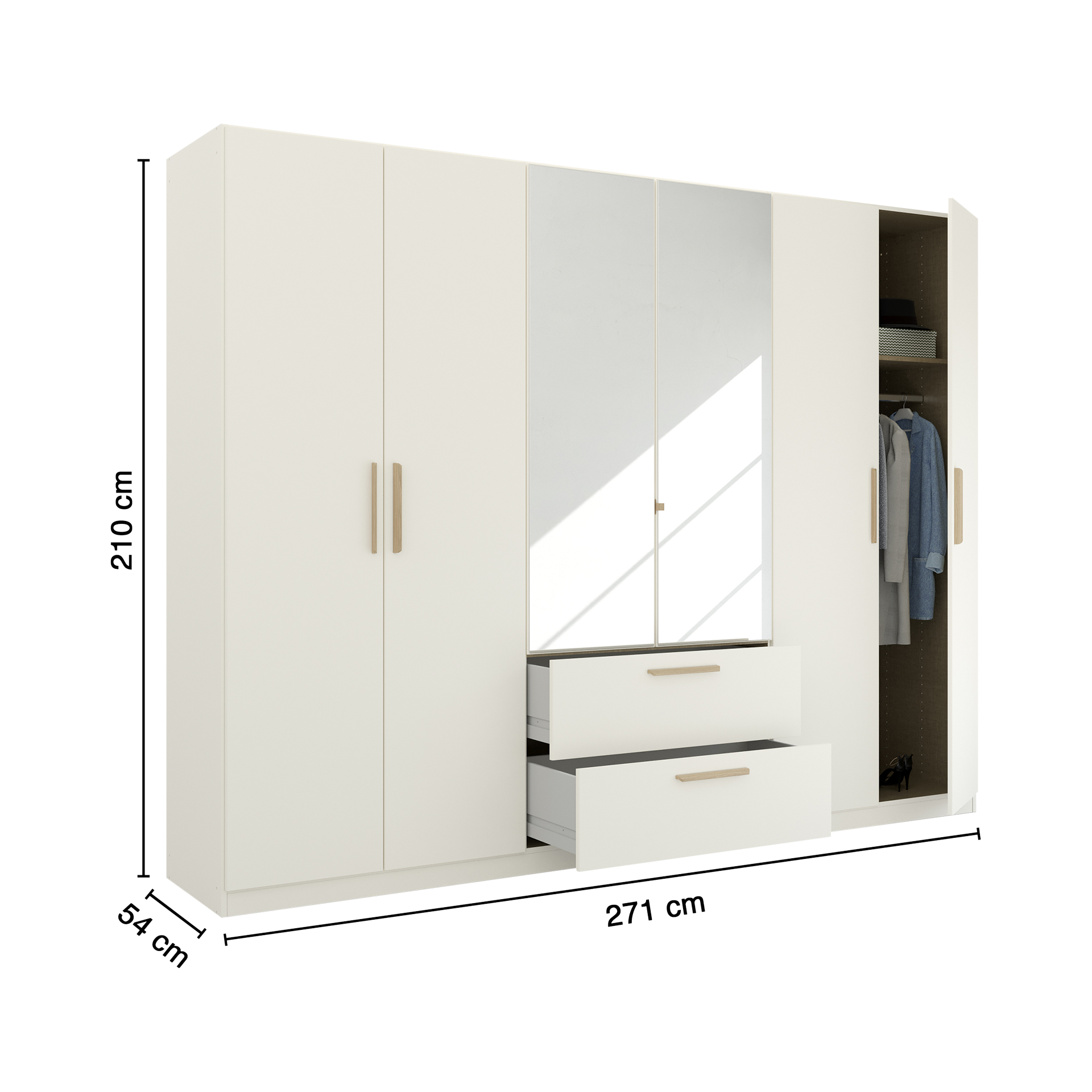 Drehtürenschrank Skandi 6-türig Weiß 54*226*210 Drehtürenschrank Skandi 6-türig Weiß 54*226*210