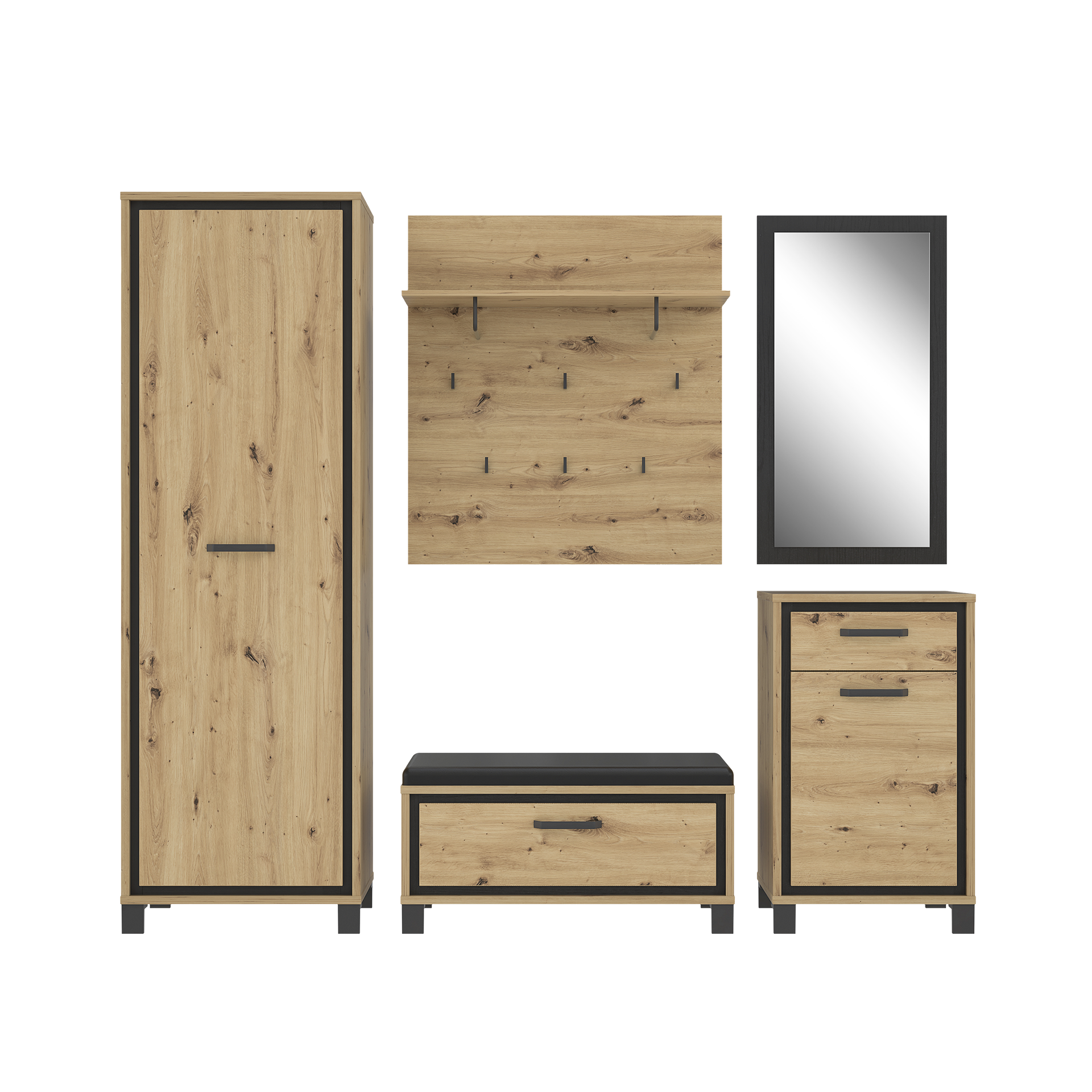 Garderoben-Set Trinidad Eichefarben Garderoben-Set Trinidad Eichefarben