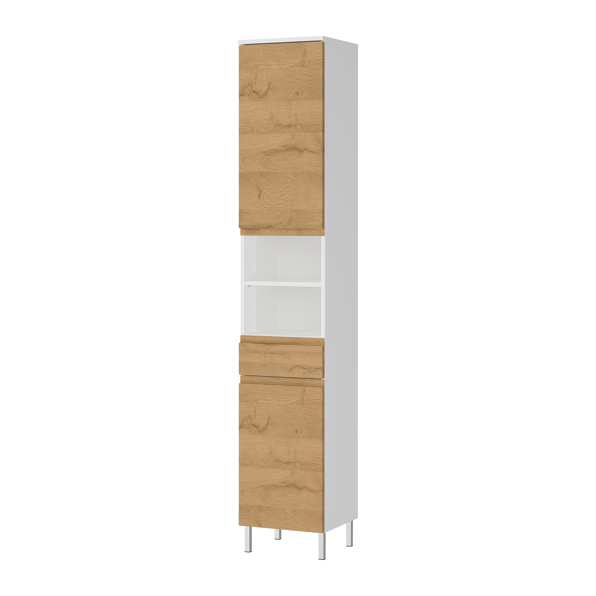 Badschrank Torrance Front Eichefarben Korpus Weiß 34*34*190