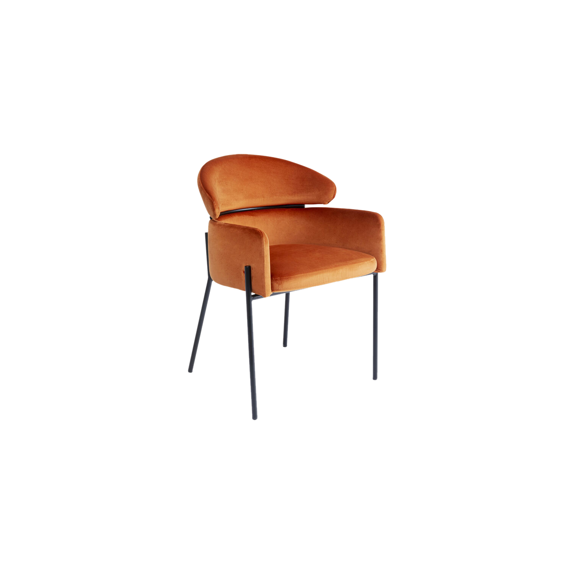 Kare Armlehnstuhl Alexia Beine Schwarz, Bezug Velvet Orange