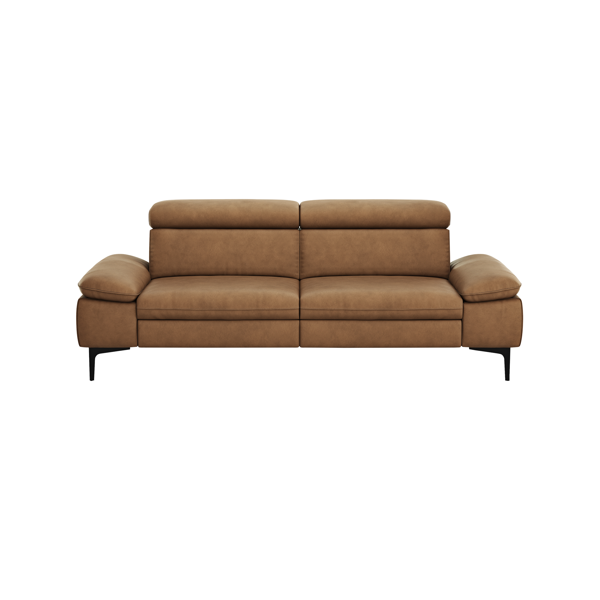 Global wohnen Sofa 3-Sitzer Felipa Leder Retro Cognac Rücken echt, Kopfteilverstellung