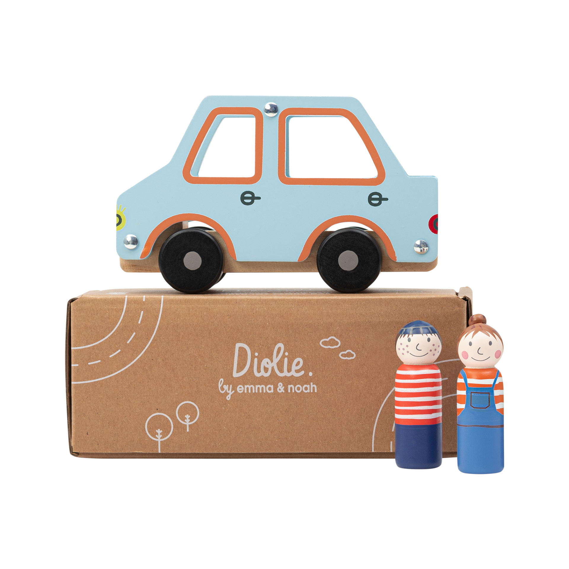 Holzspielzeug Familienauto 15x9cm Mehrfarbig