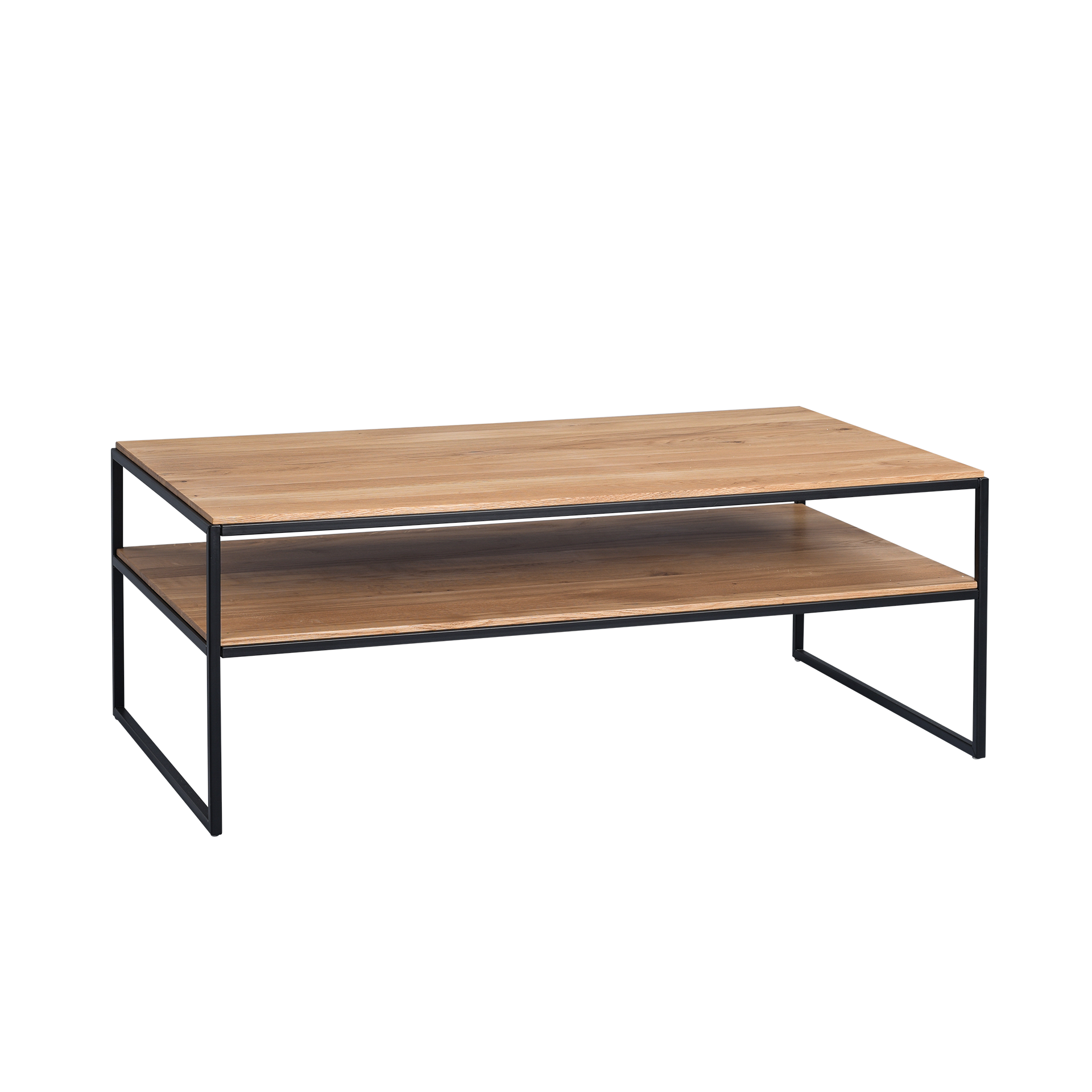 Couchtisch Miara Tischplatte Wildeiche massiv Gestell Schwarz 60*90*45