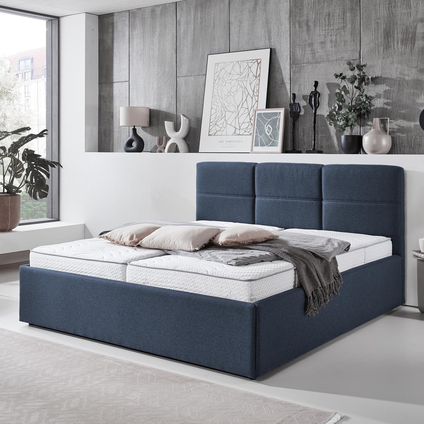 Polsterbett Duisburg Bezug Denimblau 140x200 cm Polsterbett Duisburg Bezug Denimblau 140x200 cm