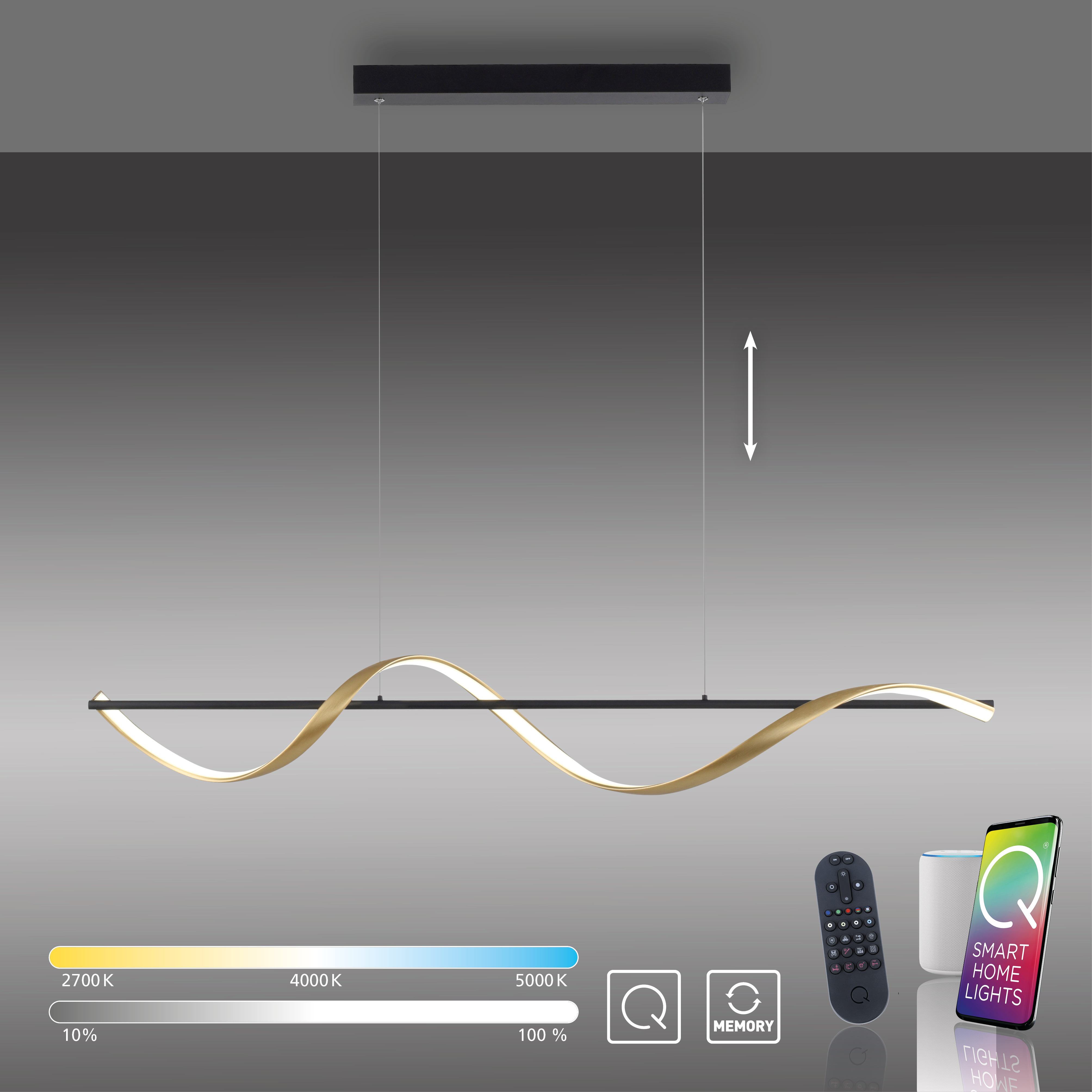 Pendelleuchte Q-SWING goldfarben Anthrazit Silber Pendelleuchte Q-SWING goldfarben Anthrazit Silber