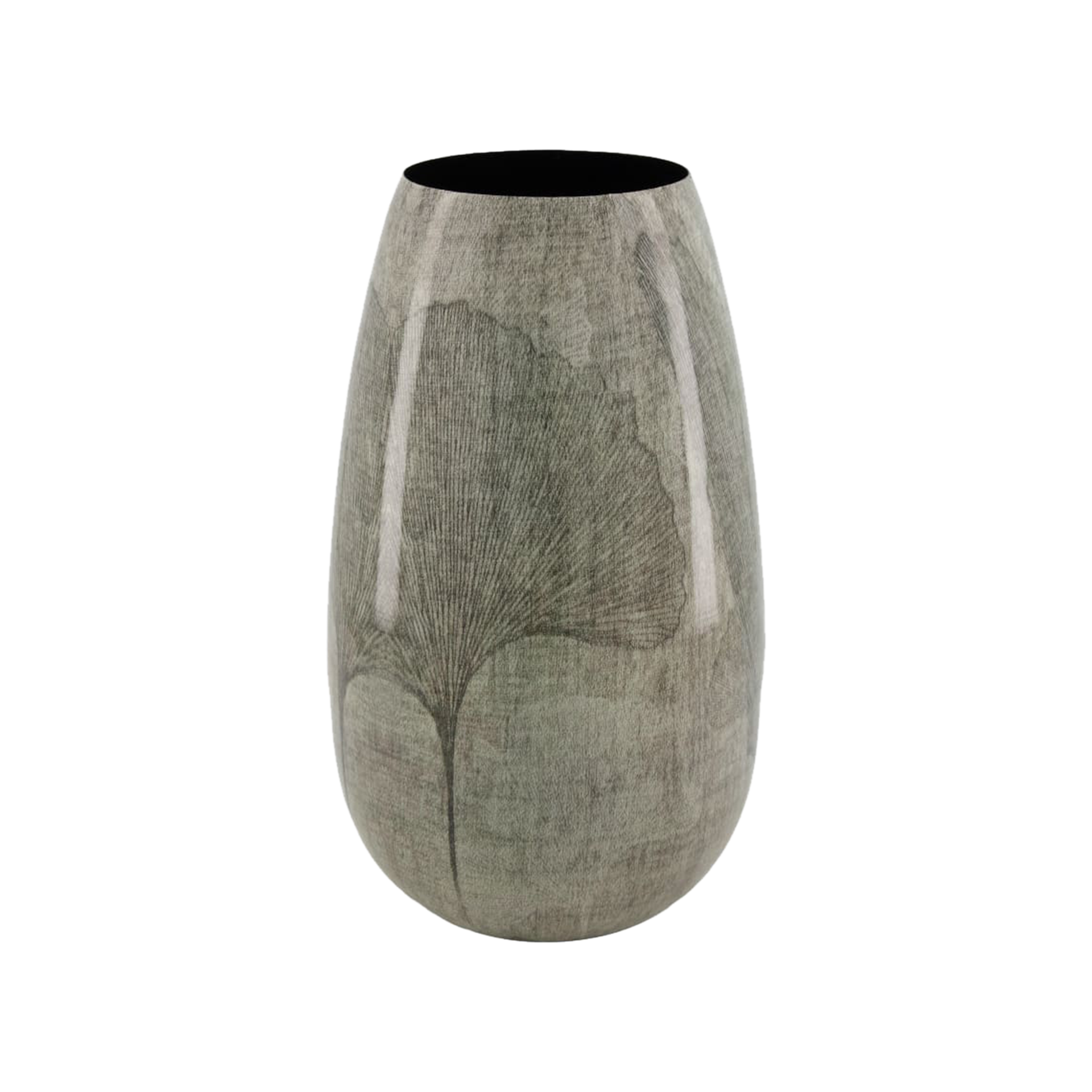 Vase Blatt Grau-Schwarz Vase Blatt Grau-Schwarz