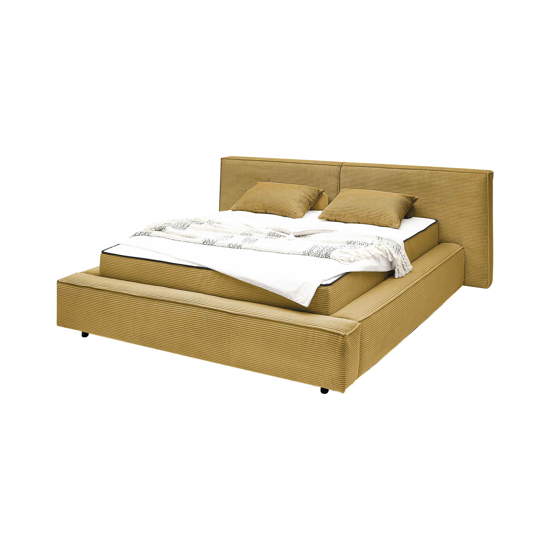 Polsterbett Calida Bezug Mustard Fuß Schwarz 180x200 cm Polsterbett Calida Bezug Mustard Fuß Schwarz 180x200 cm