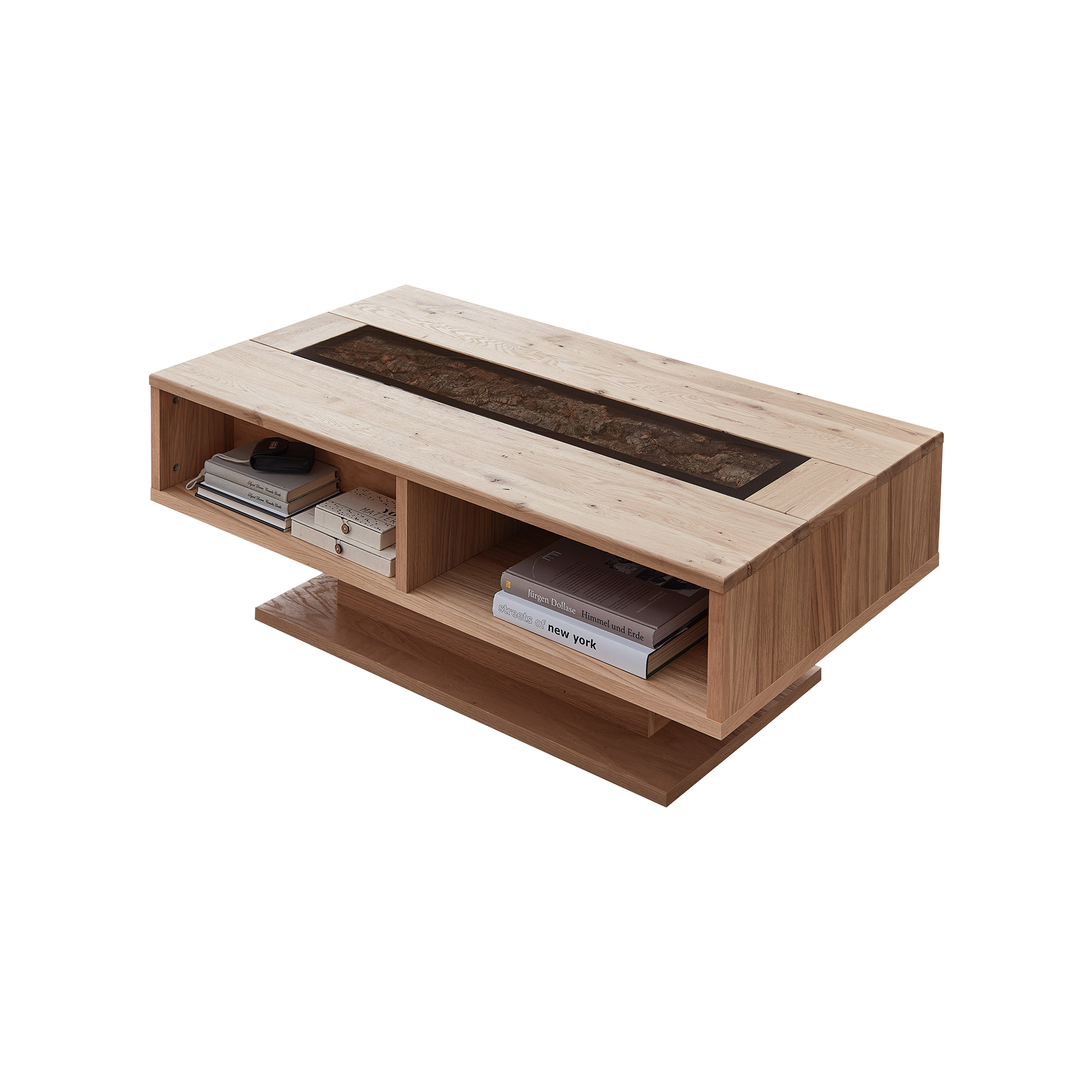 Collection H Couchtisch Dorian Front Wildeiche Bianco massiv, Korpus Wildeiche Bianco furniert, Absetzung Anthrazit und Echtkork Collection H Couchtisch Dorian Front Wildeiche Bianco massiv, Korpus Wildeiche Bianco furniert, Absetzung Anthrazit und Echtkork