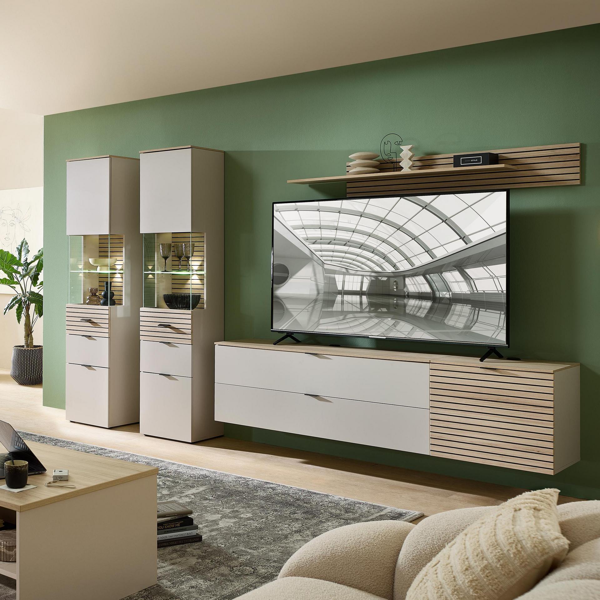 Novofurn Wohnwand Imo 5-teilig Beige 44*320*200 Novofurn Wohnwand Imo 5-teilig Beige 44*320*200