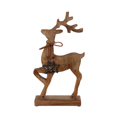 Dekofigur Rentier Holzfarben