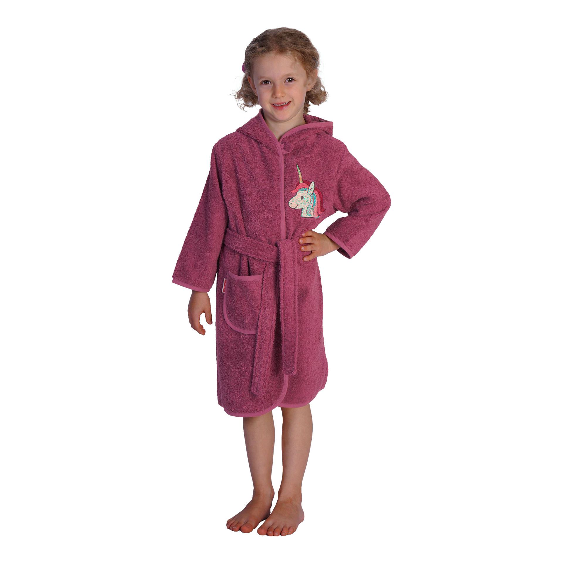 Bademantel Einhorn Gr.110/116 mauve