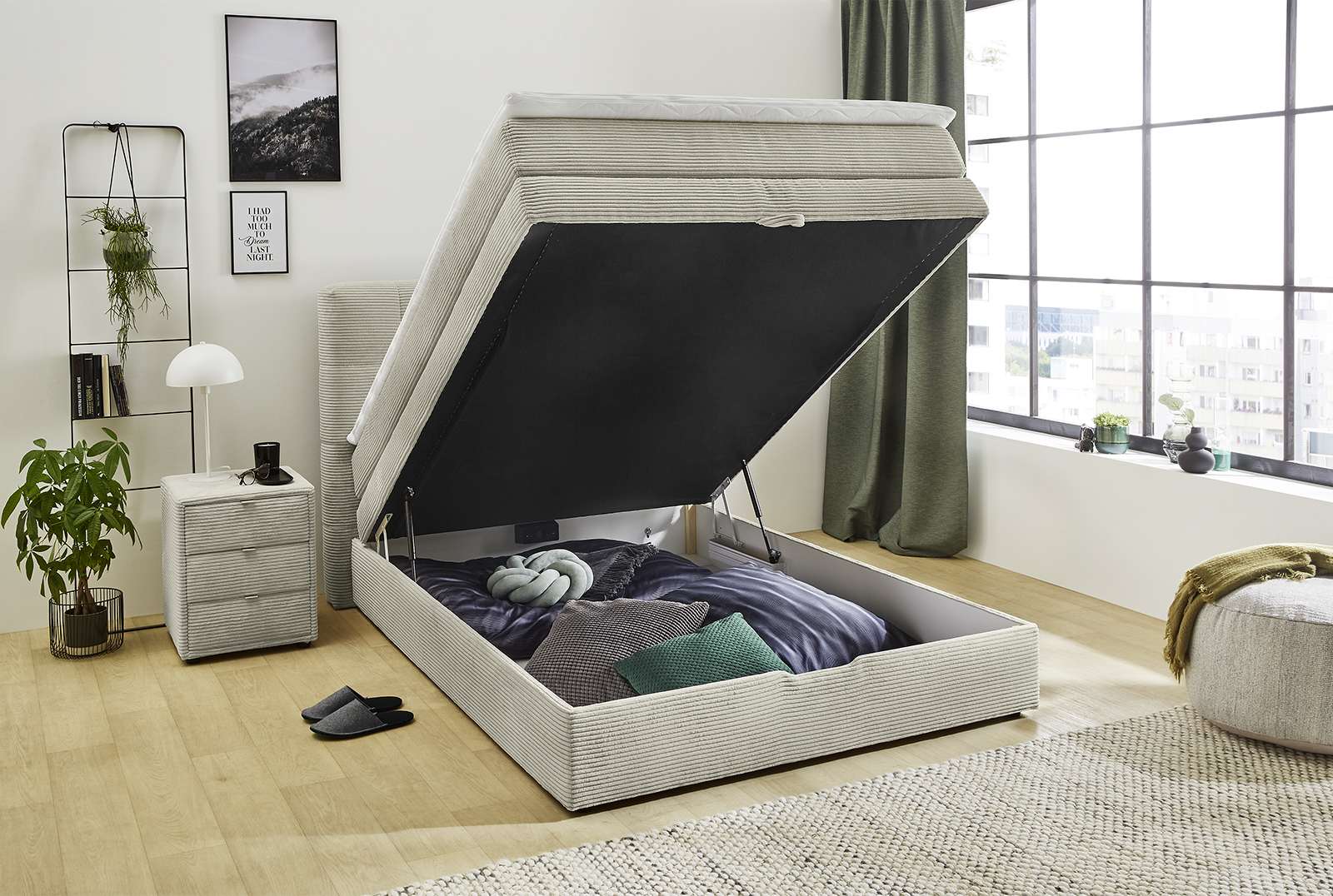 Boxspringbett Arny Grau 140x200 cm Matratze H3 - fest, ab ca. 80 kg Boxspringbett Arny Grau 140x200 cm Matratze H3 - fest, ab ca. 80 kg
