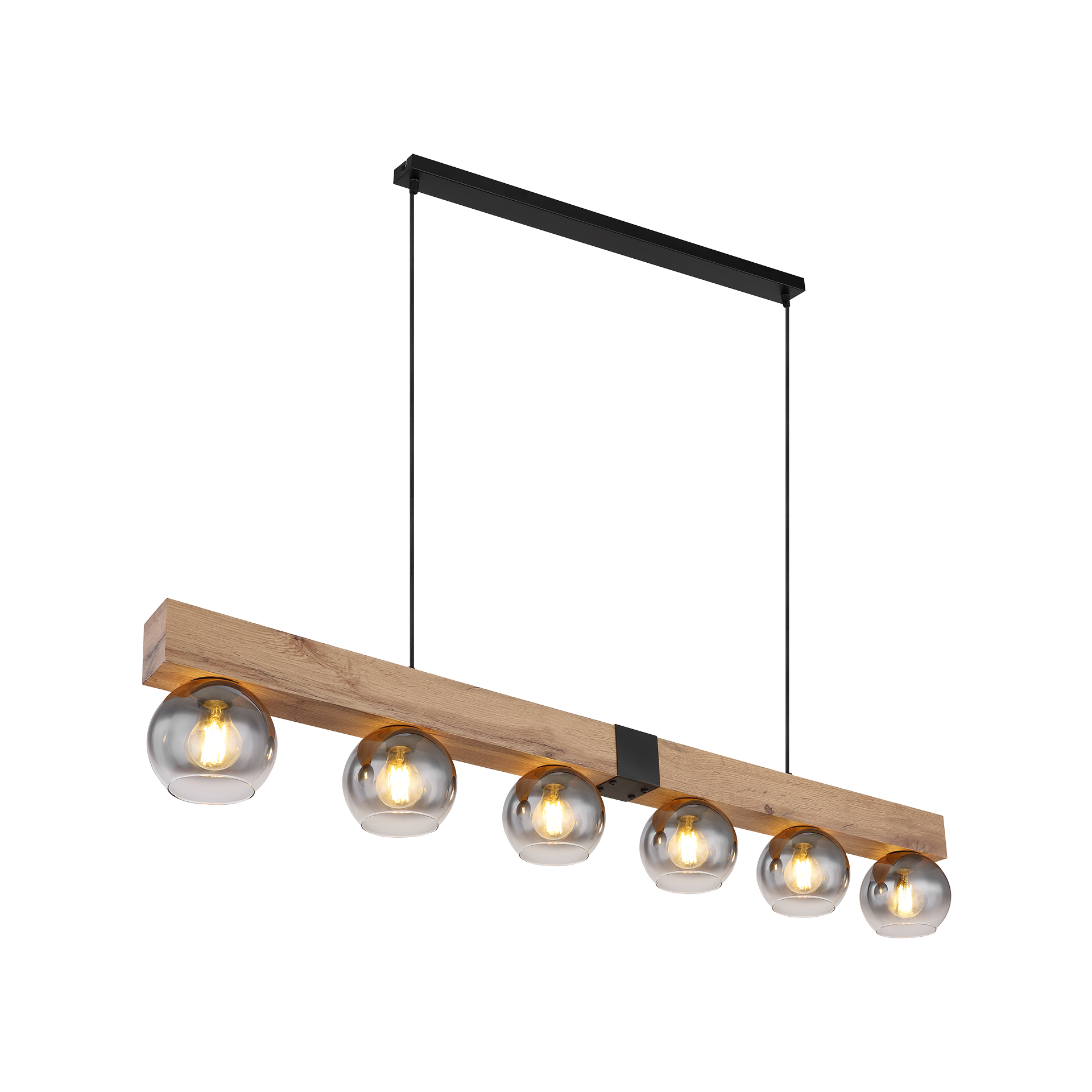 Pendelleuchte MOITAS Holzoptik rauchfarbig