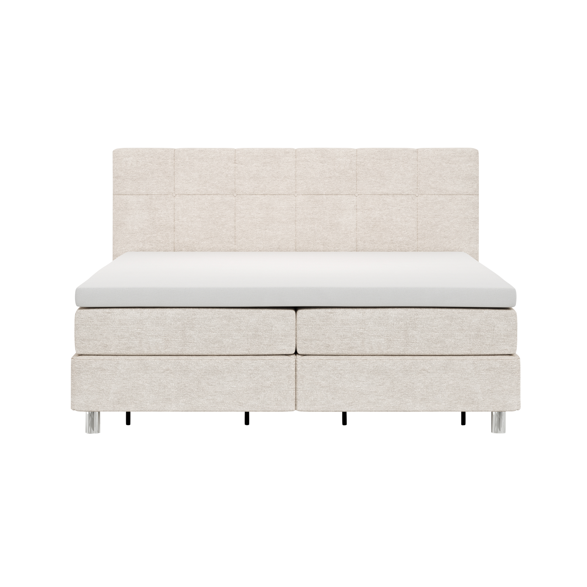 Boxspringbett Alpin Bezug Graubeige Fuß Alufarben 160x200 cm