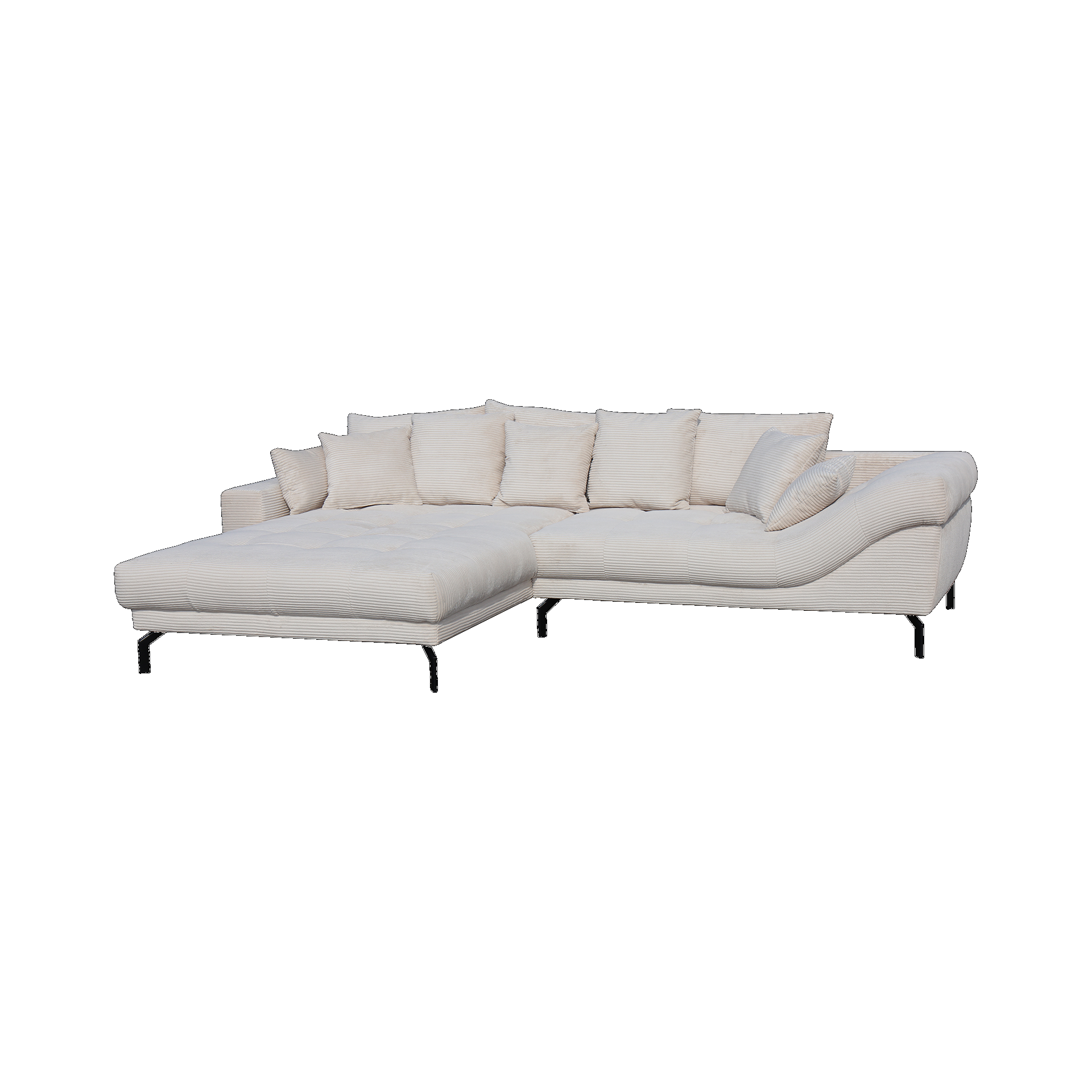 Ecksofa Vaiana Beige Gestell Ottomane links
