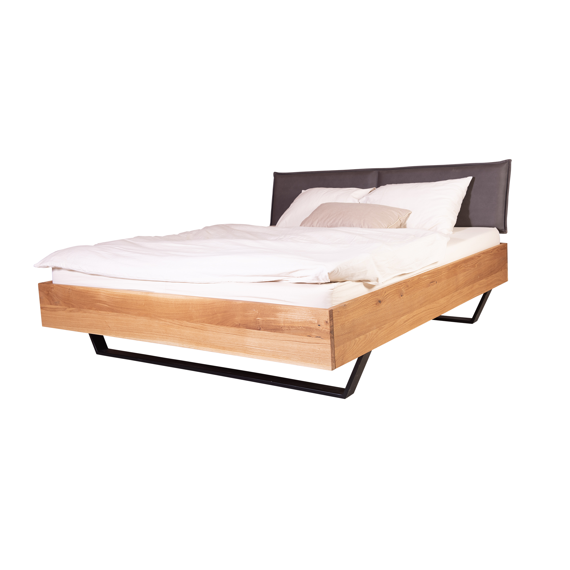 Novofurn Bett Oslo Kopfteil Dark Grey, Gestell Eiche massiv, Fuß Dark Black 180x200 cm Novofurn Bett Oslo Kopfteil Dark Grey, Gestell Eiche massiv, Fuß Dark Black 180x200 cm