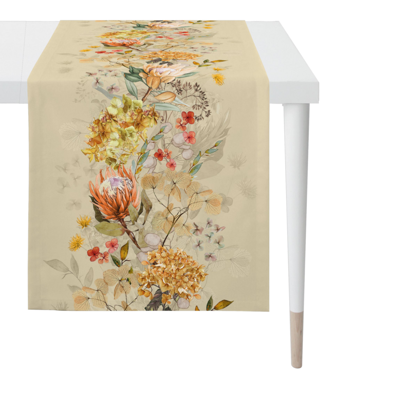 Tischläufer Herbstblüten Beige 48x140