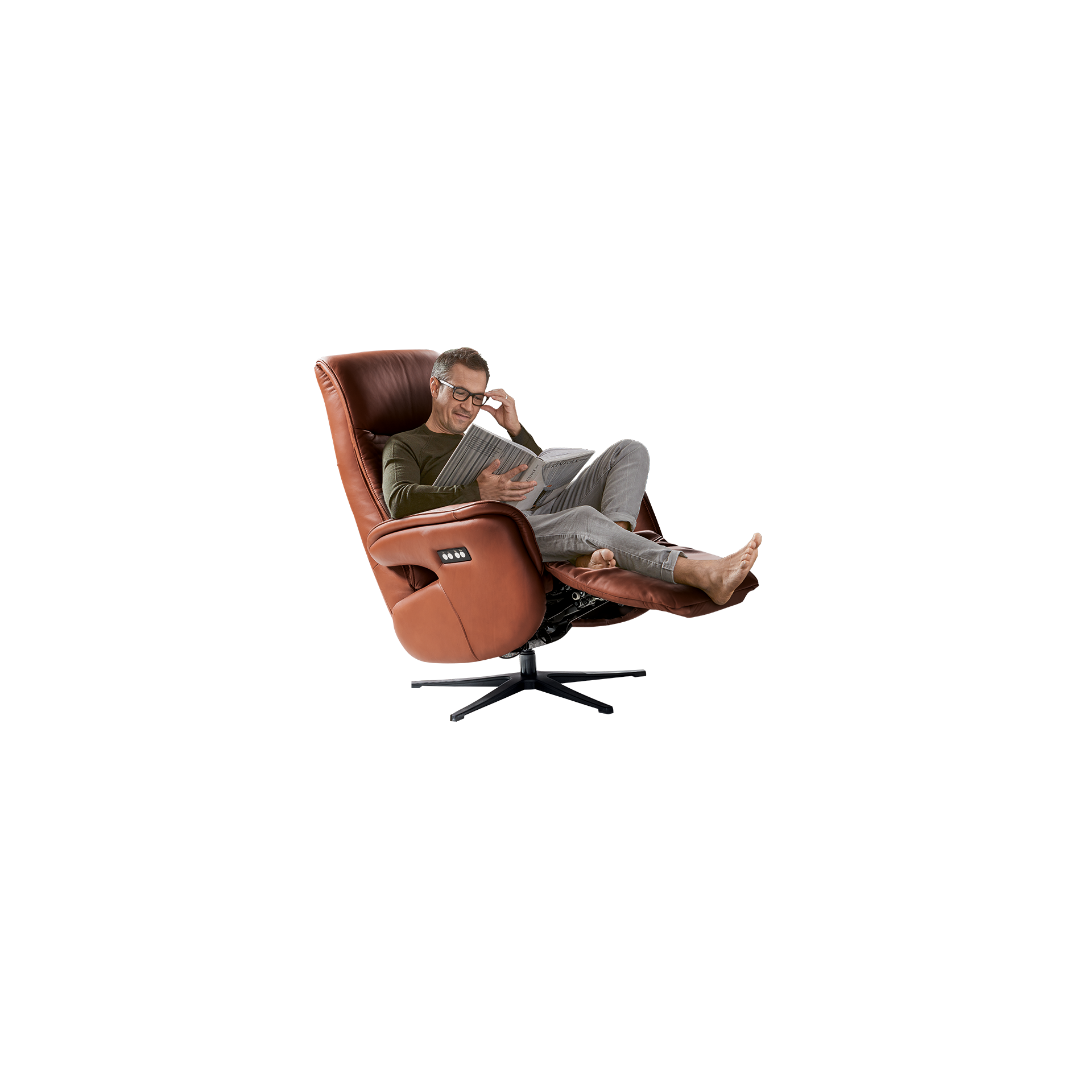 Relaxsessel Nuria Bezug Leder Tobacco motorisch verstellbar Relaxsessel Nuria Bezug Leder Tobacco motorisch verstellbar