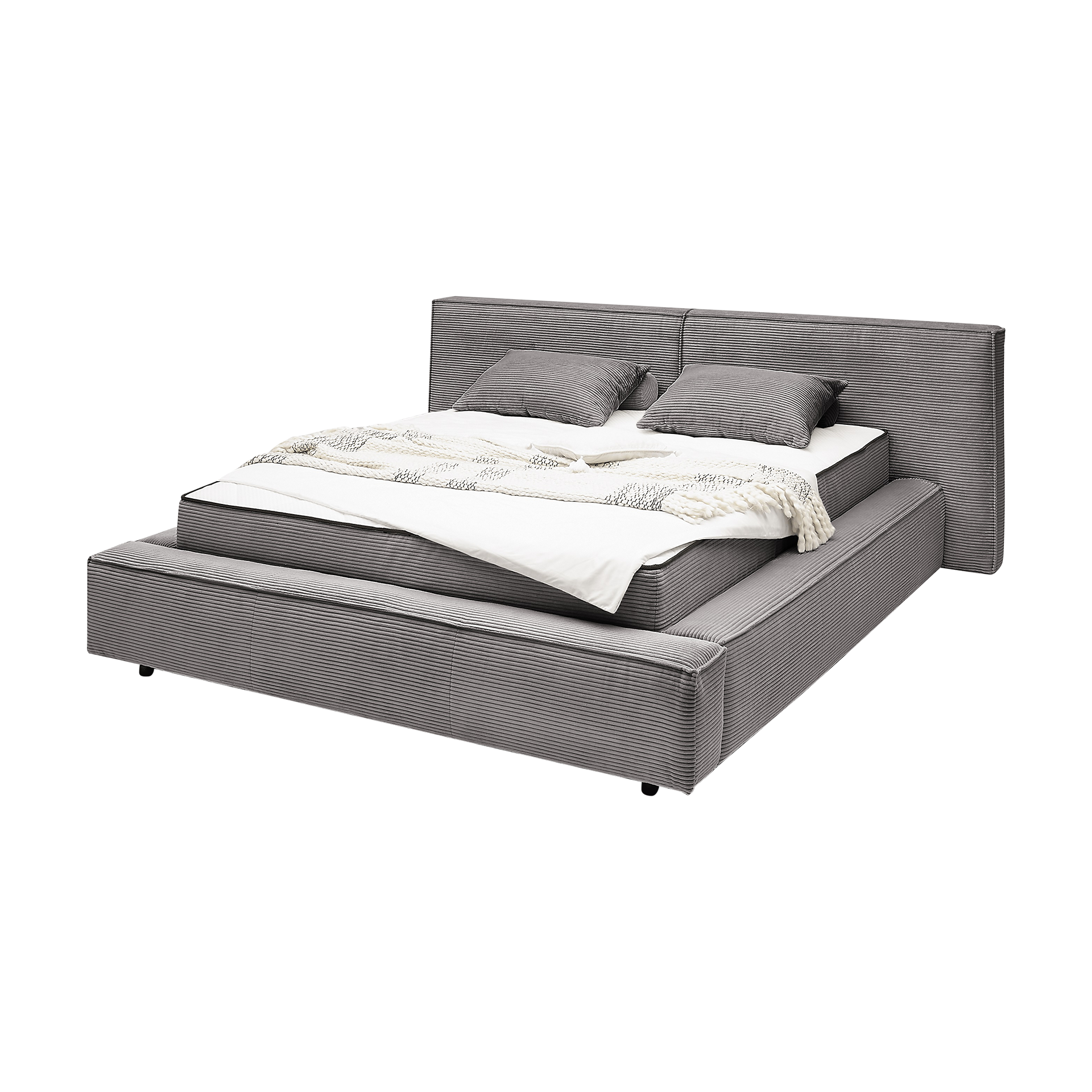 Polsterbett Calida Bezug Ash Fuß Schwarz 180x200 cm Polsterbett Calida Bezug Ash Fuß Schwarz 180x200 cm