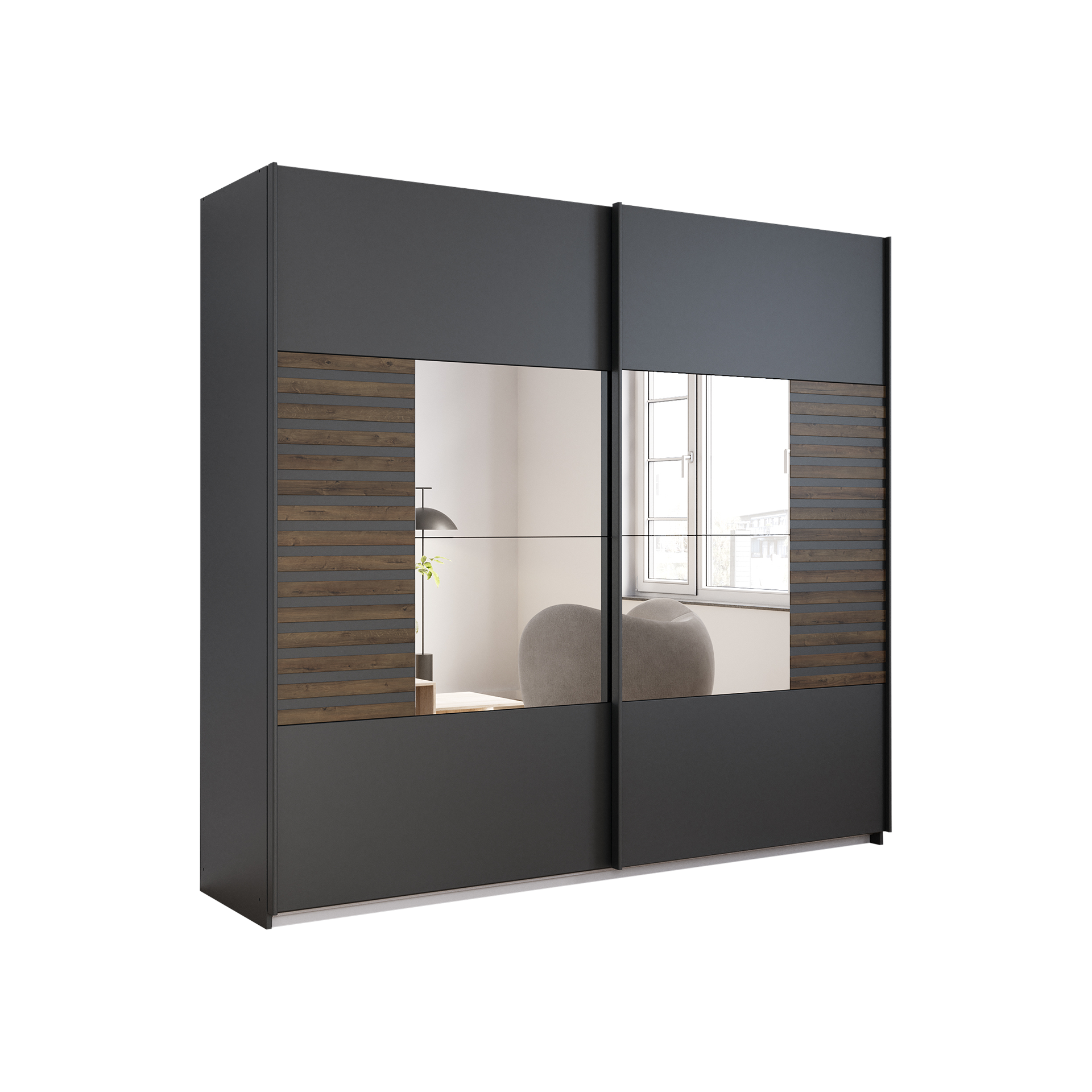 Schwebetürenschrank Bart Grau 62*233*214 Schwebetürenschrank Bart Grau 62*233*214