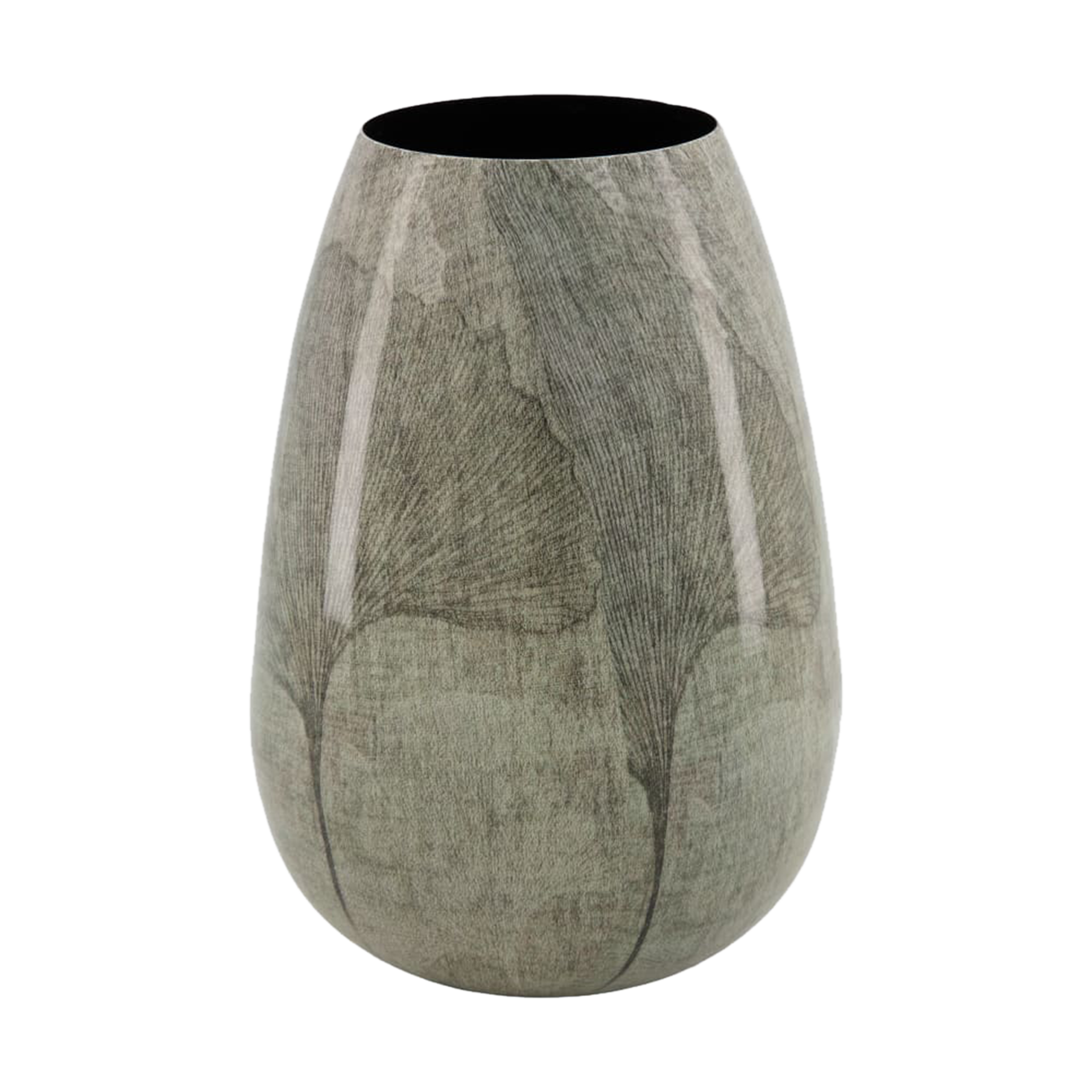 Vase Blatt Grau-Schwarz
