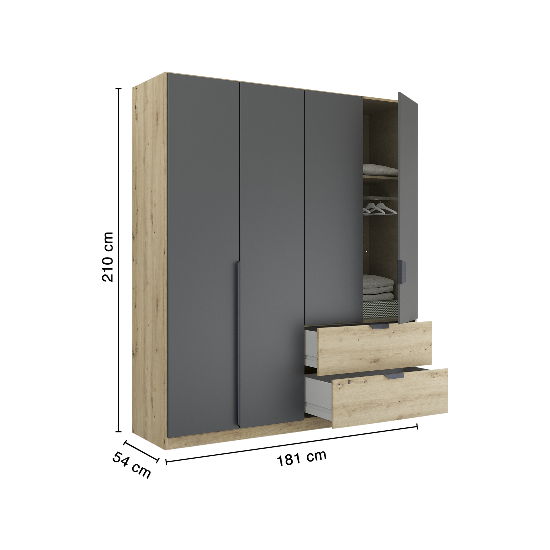 Drehtürenschrank Wildwest 4-türig Grau 54*181*210 Drehtürenschrank Wildwest 4-türig Grau 54*181*210