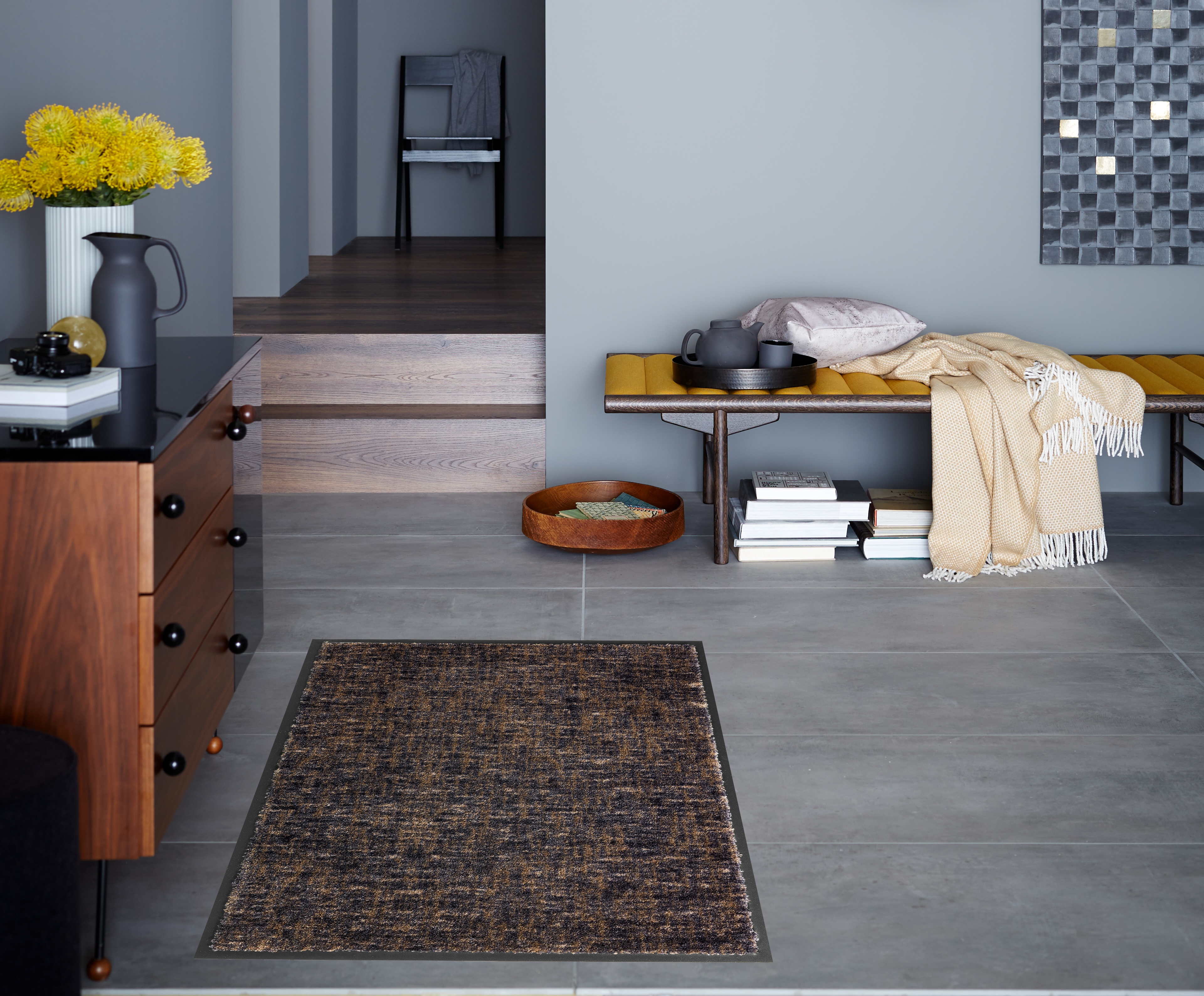 SCHÖNER WOHNEN-Kollektion Fußmatte Miami 67x150 Gitter Anthrazit-Taupe SCHÖNER WOHNEN-Kollektion Fußmatte Miami 67x150 Gitter Anthrazit-Taupe