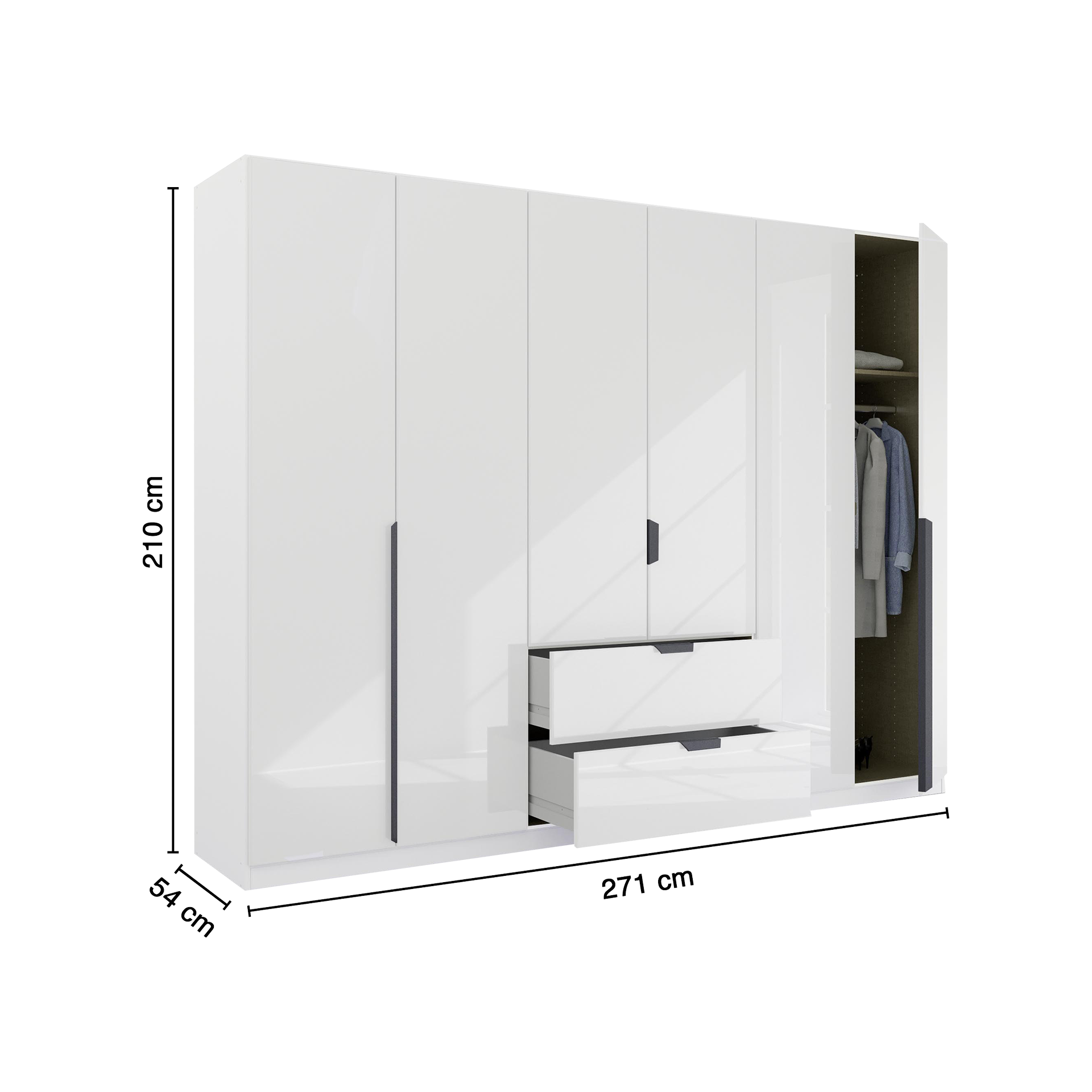 Drehtürenschrank Mood 6-türig Grau 54*271*210 Drehtürenschrank Mood 6-türig Grau 54*271*210