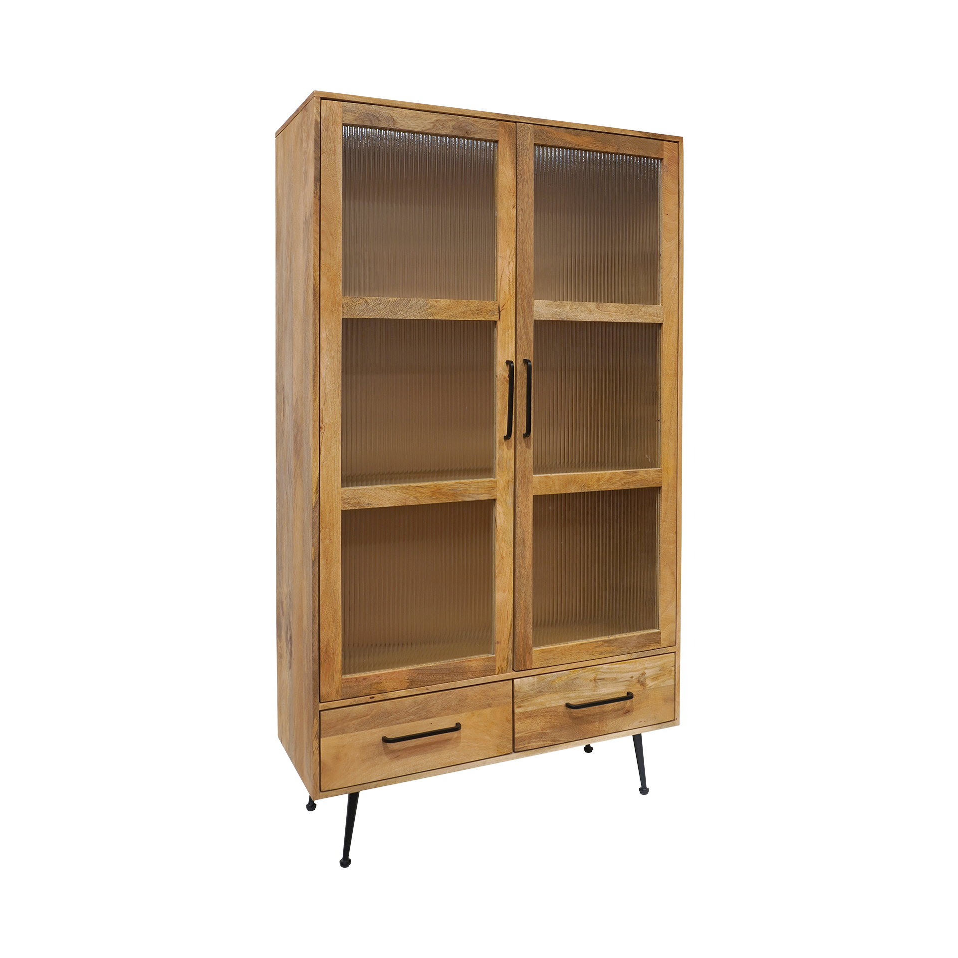 Vitrine Riffelution Mango massiv honigfarben Vitrine Riffelution Mango massiv honigfarben