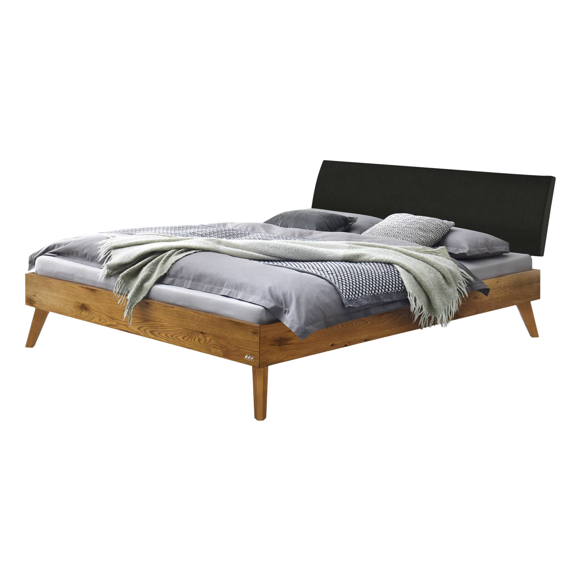 HASENA Bett Caprile Kopfteil Kul Smoke Gestell Wildeiche 100x200 cm