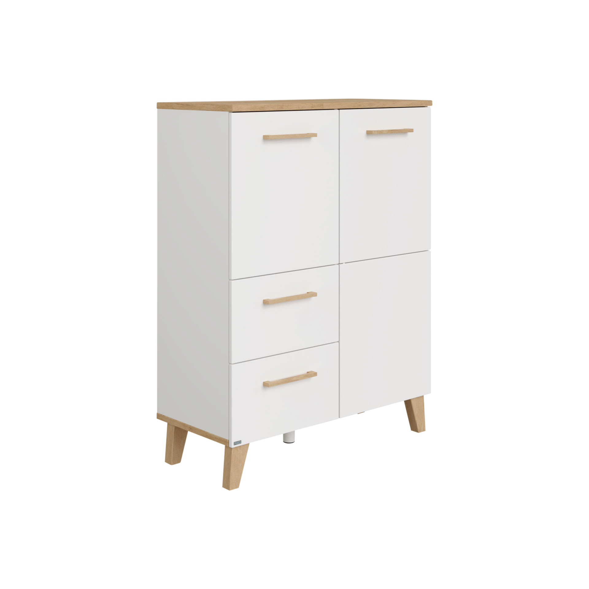 Paidi Highboard Oscar Absetzung Eiche Nebraska, Korpus Kreideweiß
