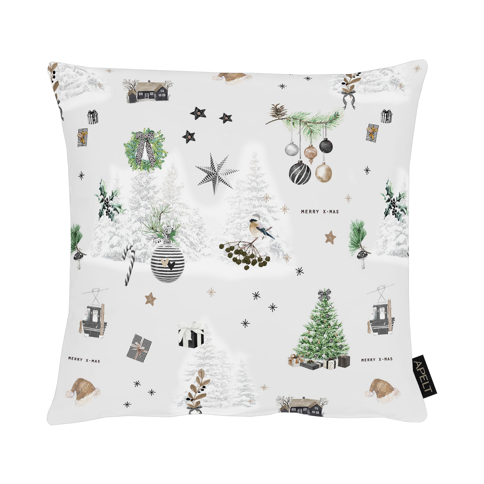 Kissen Christmas all over Grau