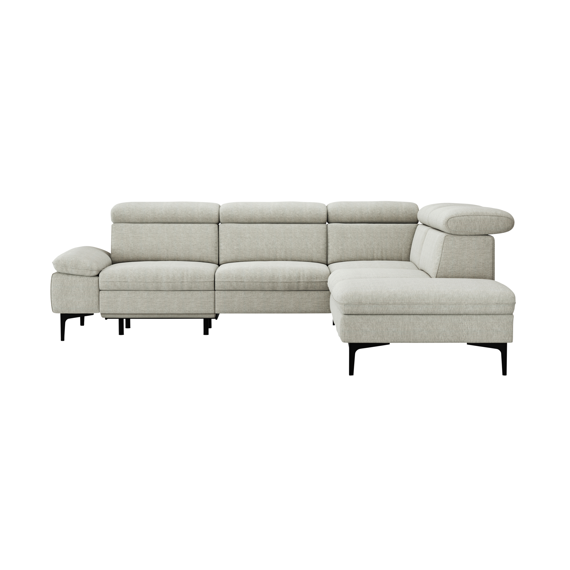 Global wohnen Ecksofa Felipa Naturel Rücken echt, Kopfteilverstellung, Relaxfunktion motorisch, Armlehne verstellbar
