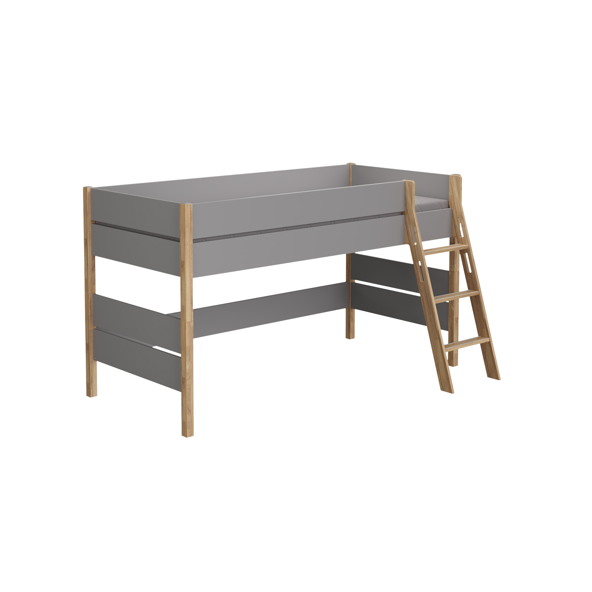 Paidi Spielbett Sten Korpus Schiefergrau, Absetzung Eiche massiv 90x200 cm