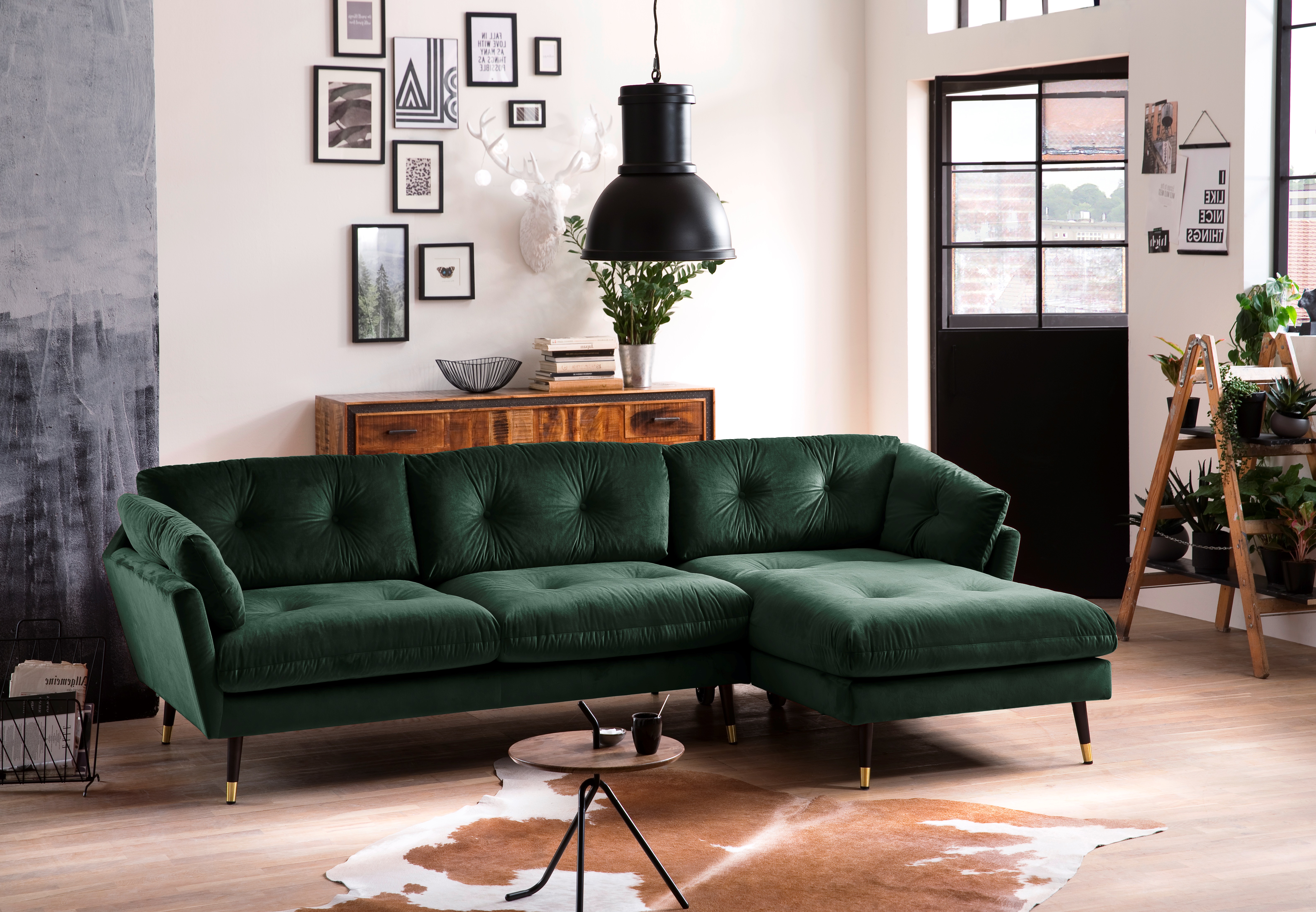 Ecksofa Jamaica Grün Ottomane rechts Ecksofa Jamaica Grün Ottomane rechts