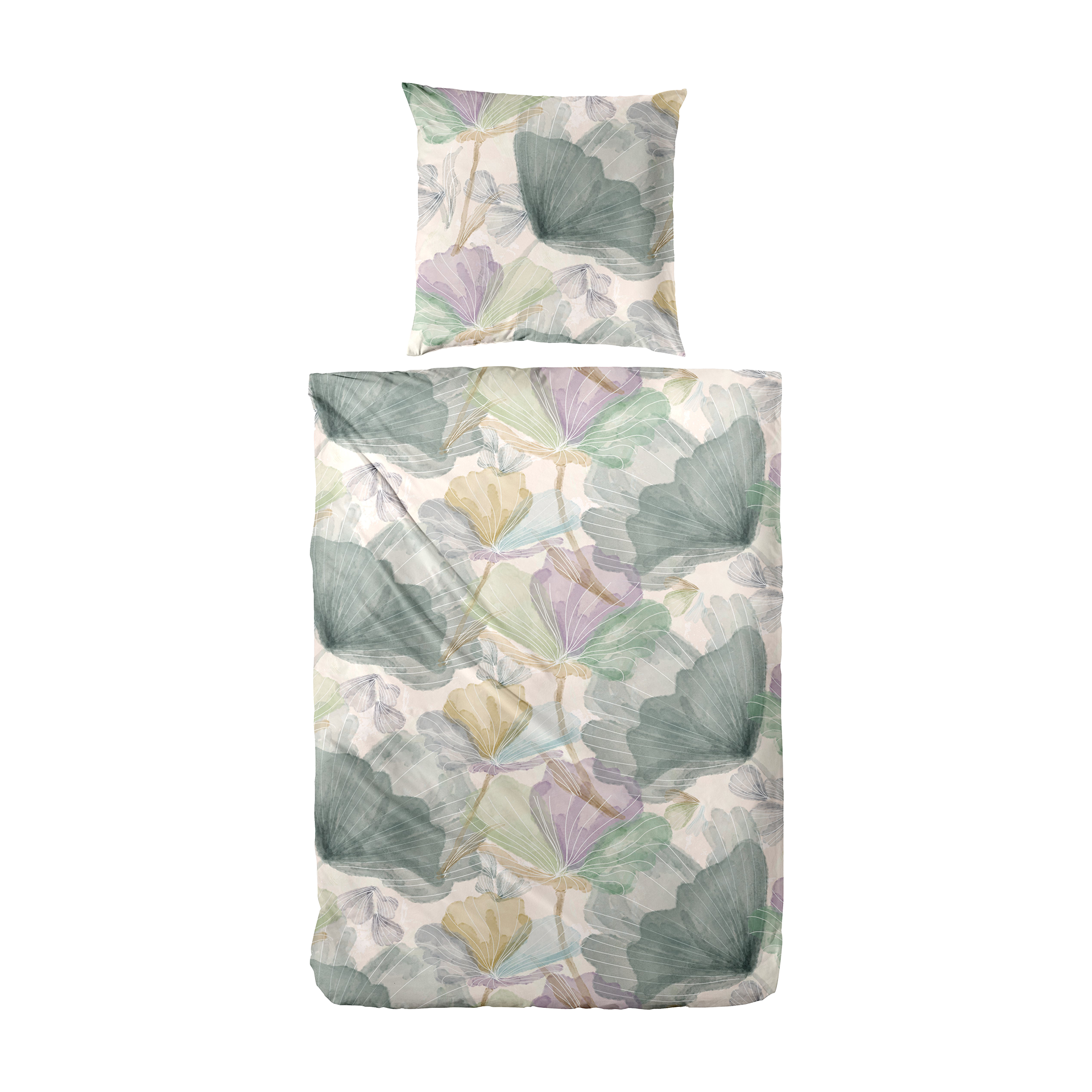 Satin Bettwäsche Hofmeister Home Creme Grün 155x220cm Satin Bettwäsche Hofmeister Home Creme Grün 155x220cm