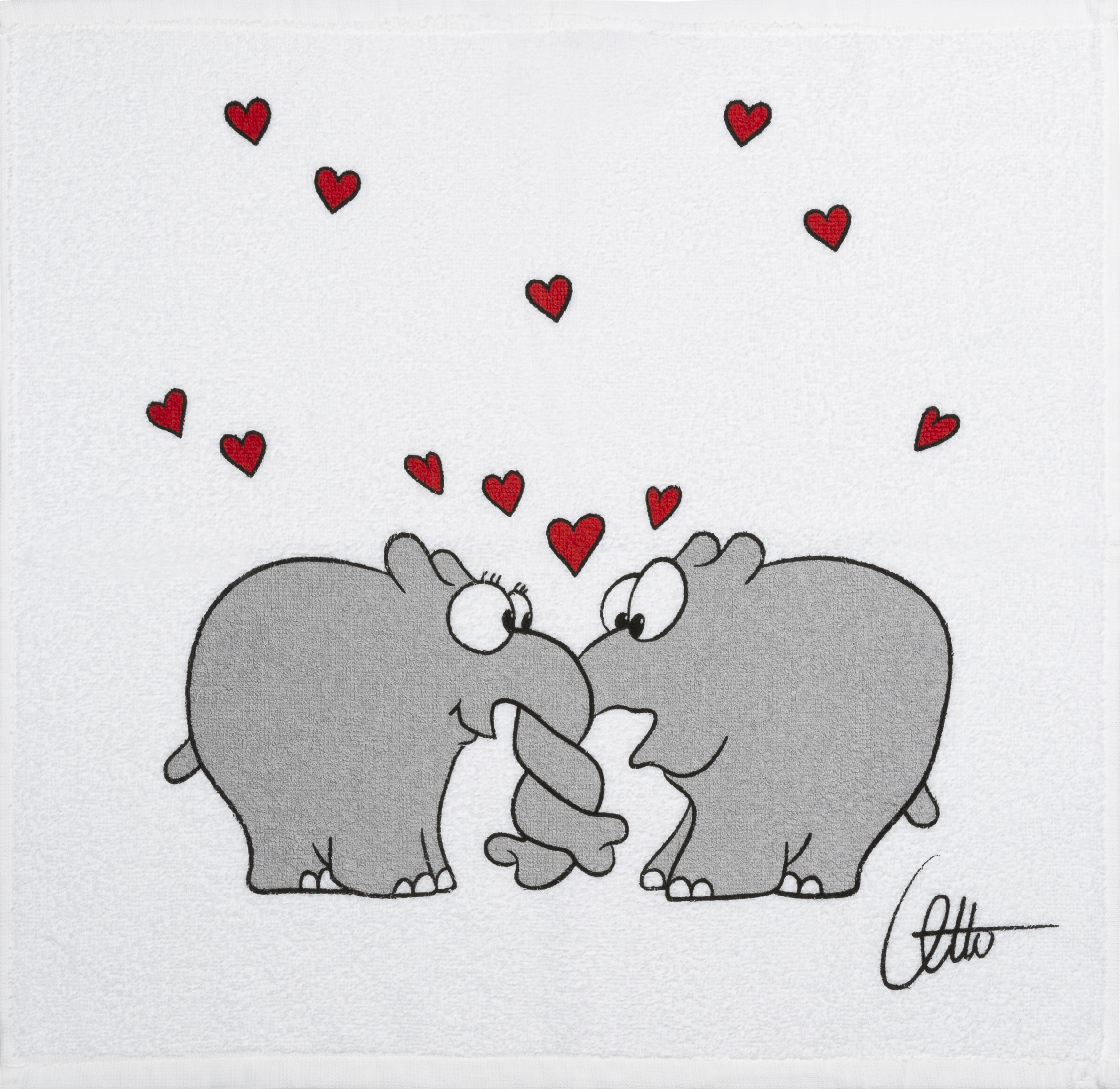 Geschirrhandtuch Ottifant Herzen Bunt 50x50 Geschirrhandtuch Ottifant Herzen Bunt 50x50